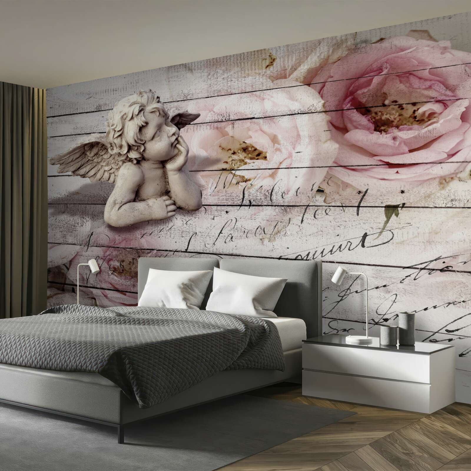 Fototapet îngeraș grijuliu pe parchet