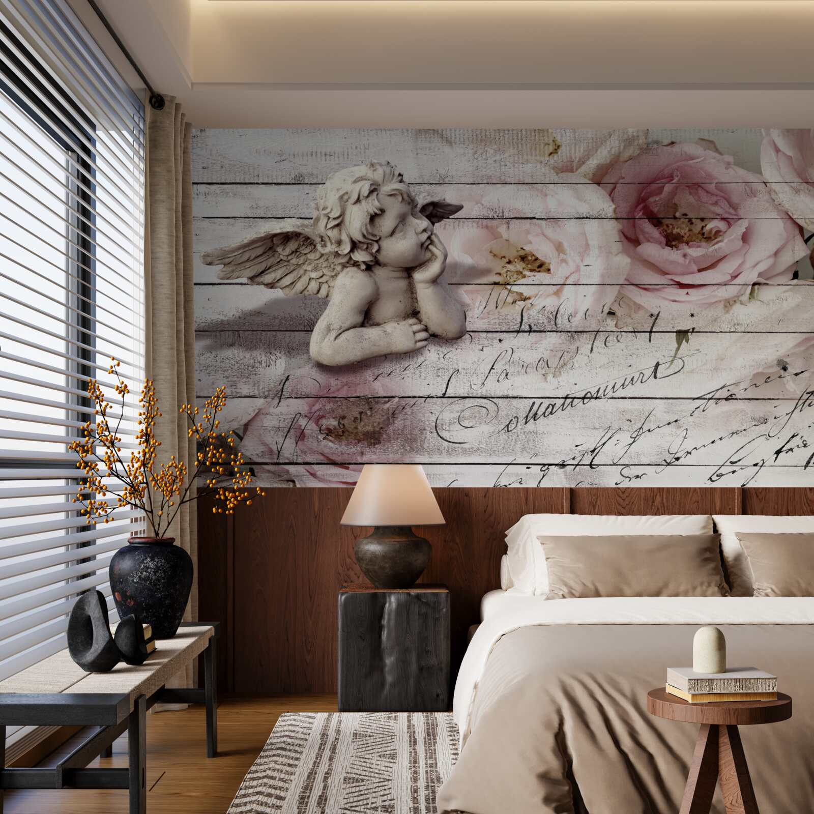 Fototapet îngeraș grijuliu pe parchet