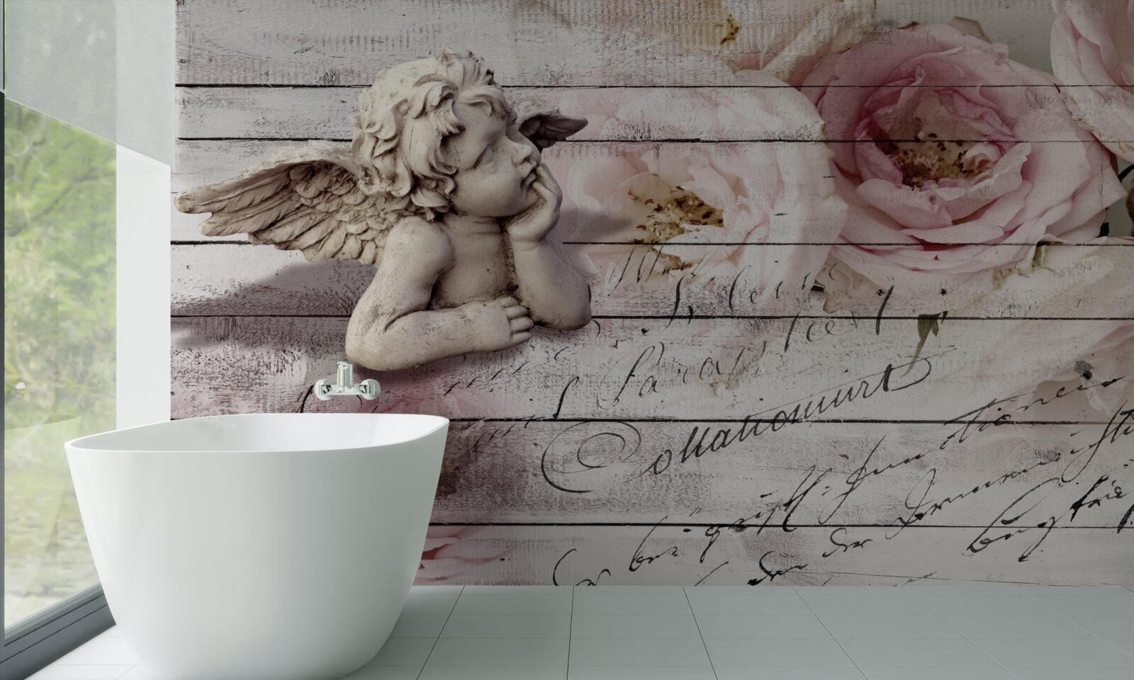 Fototapet îngeraș grijuliu pe parchet