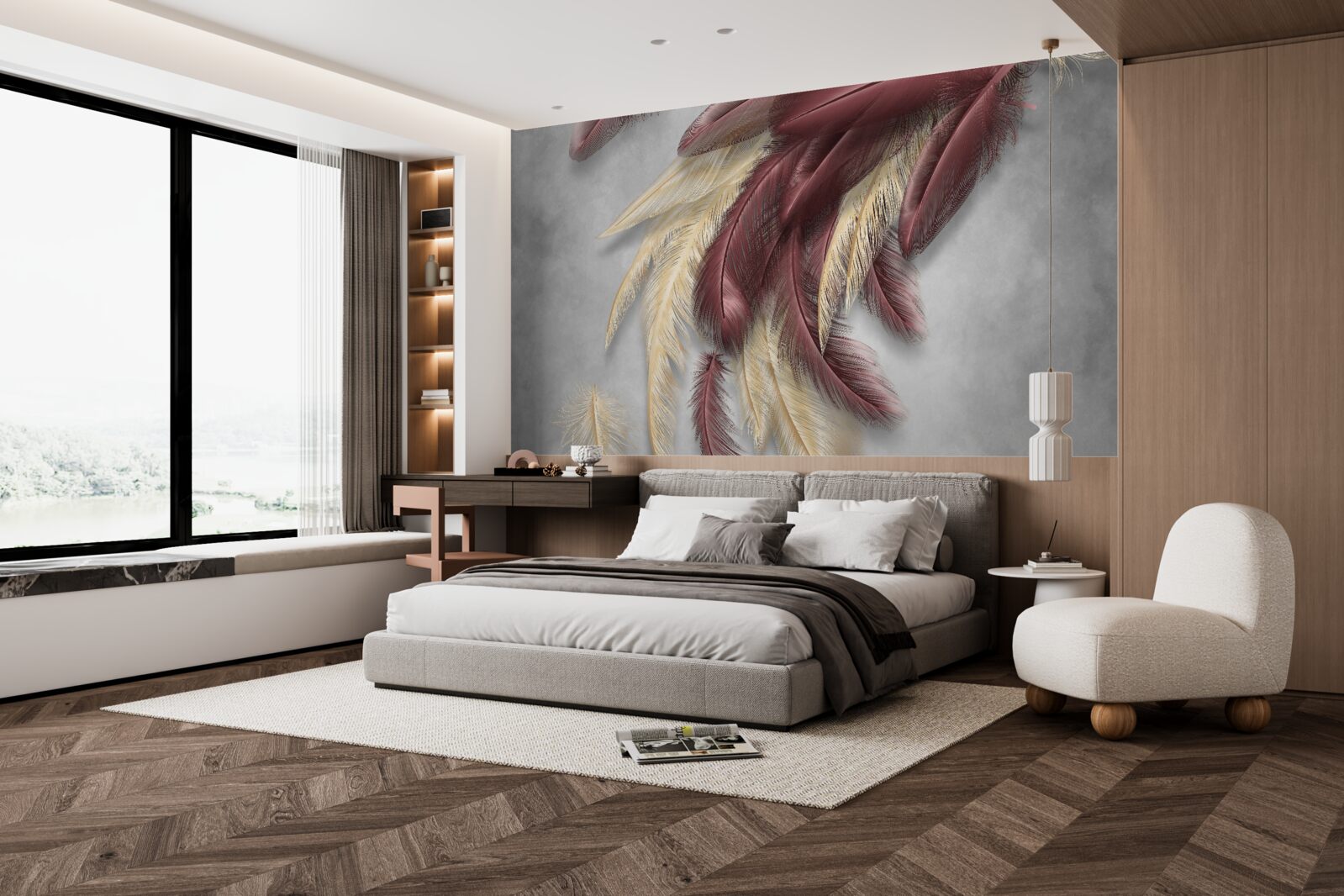 Fototapet pene în nuanțe de auriu și violet