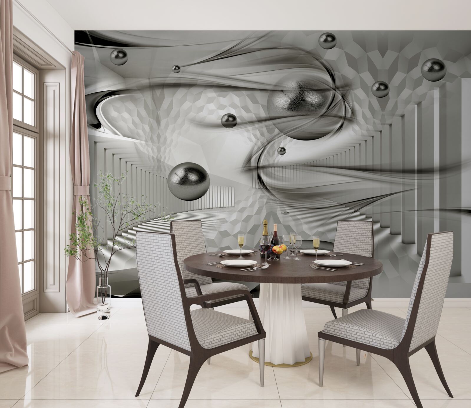 Fototapet diverse geometrii în nuanțe de gri