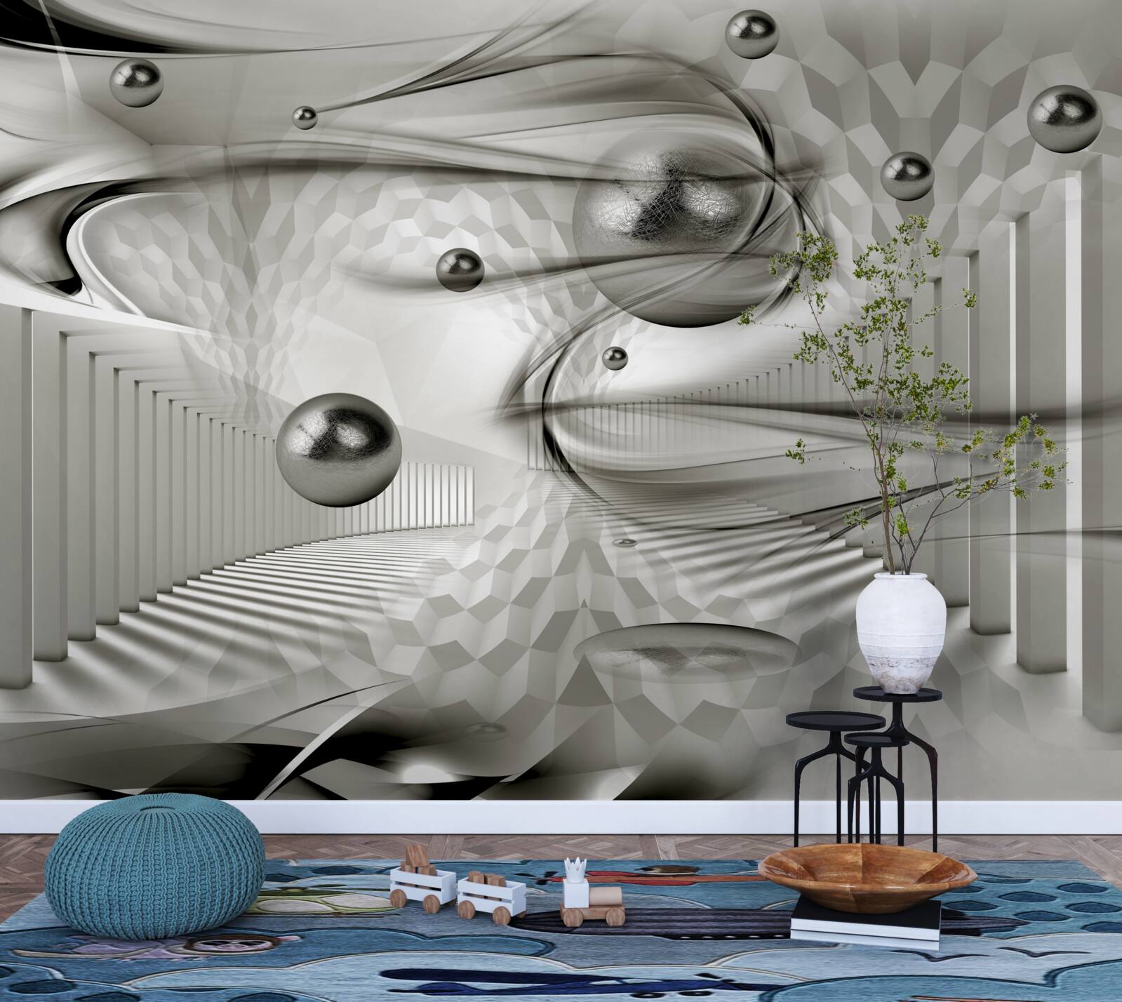 Fototapet diverse geometrii în nuanțe de gri