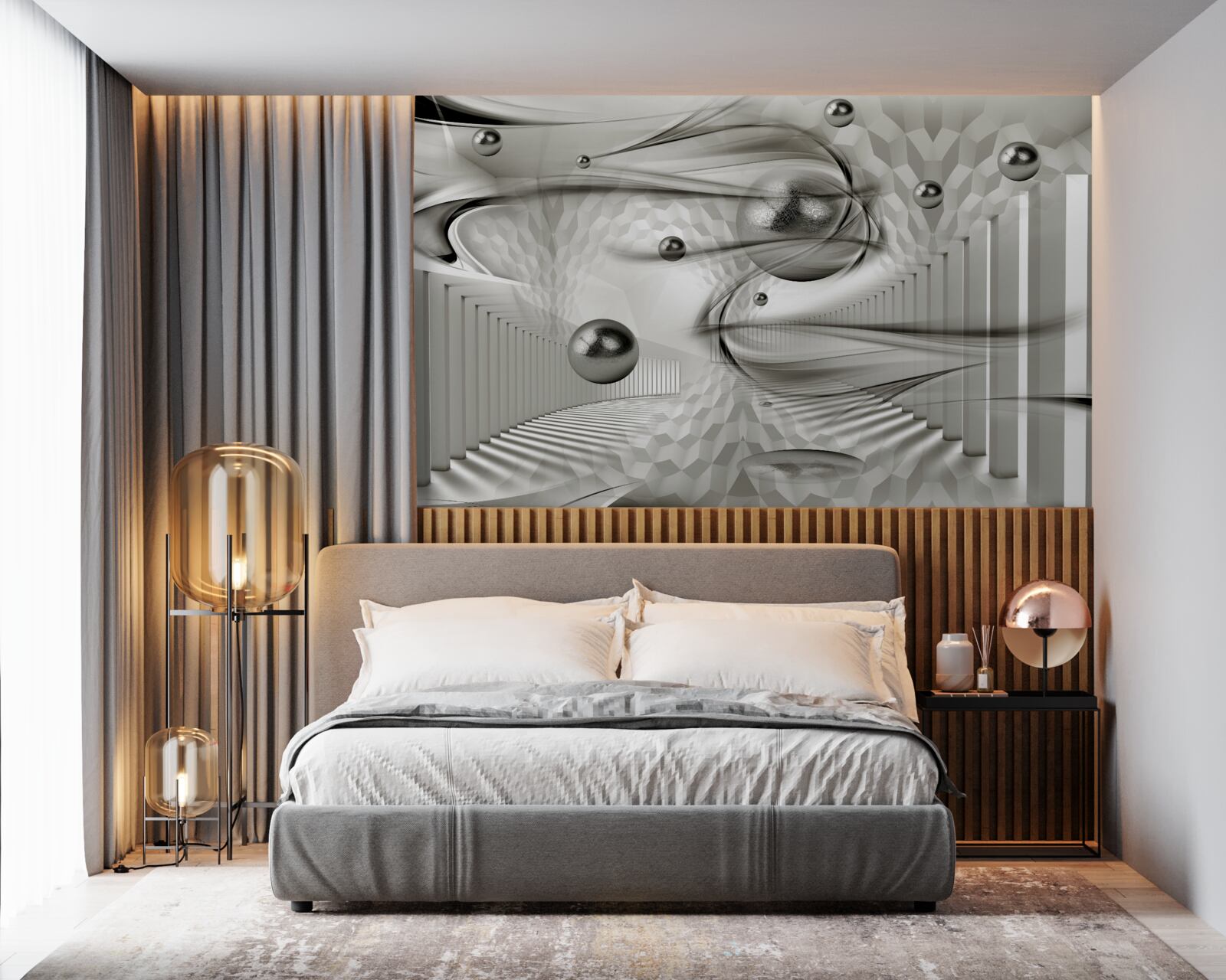 Fototapet diverse geometrii în nuanțe de gri