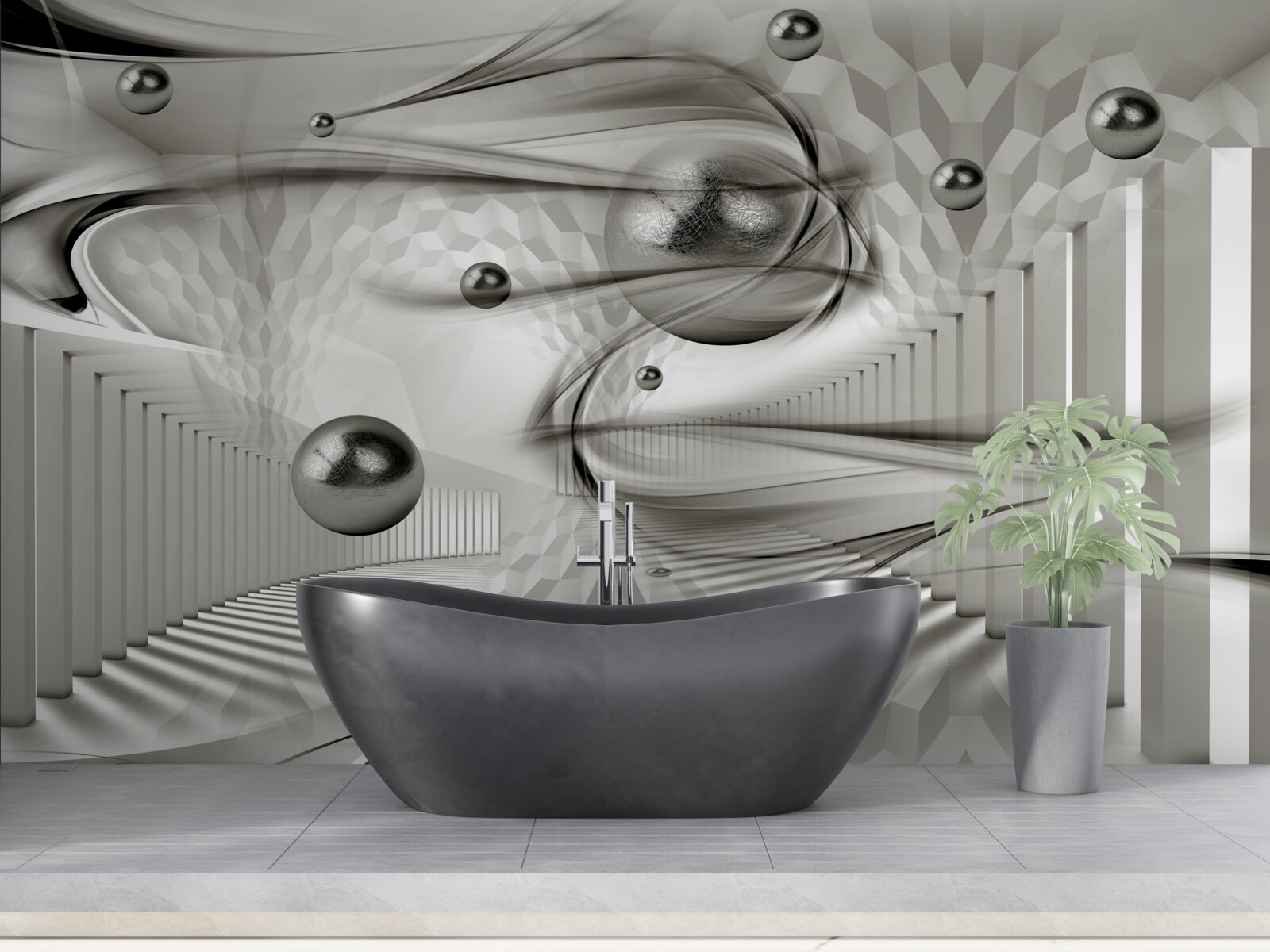 Fototapet diverse geometrii în nuanțe de gri