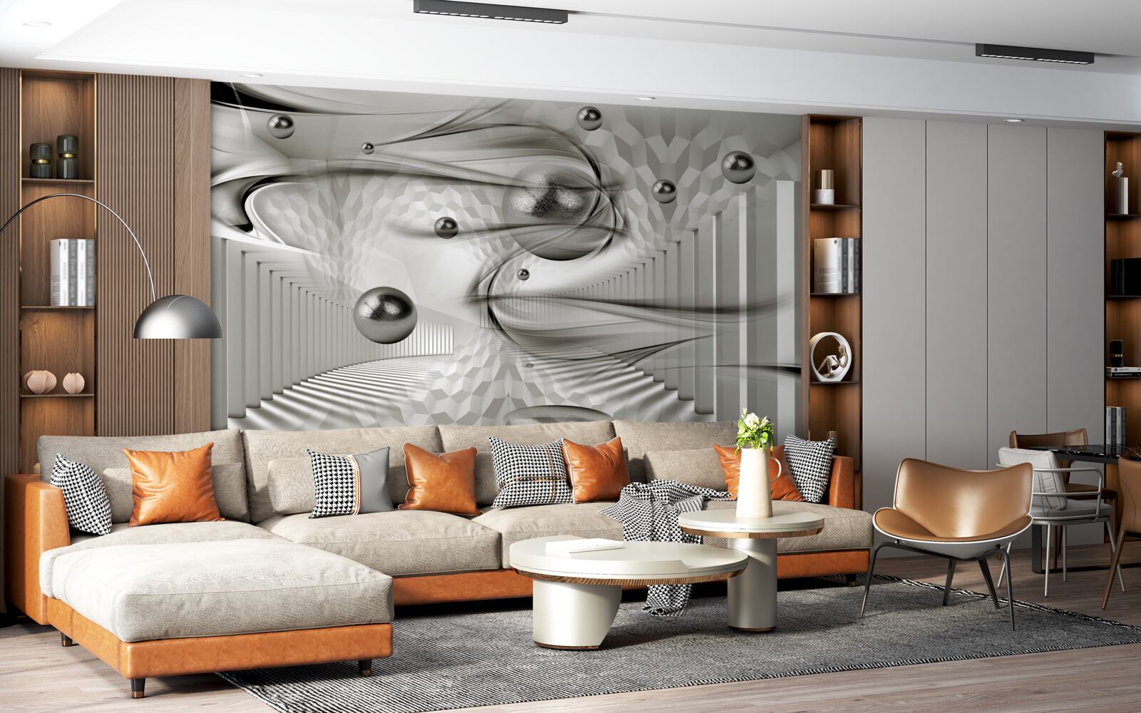 Fototapet diverse geometrii în nuanțe de gri