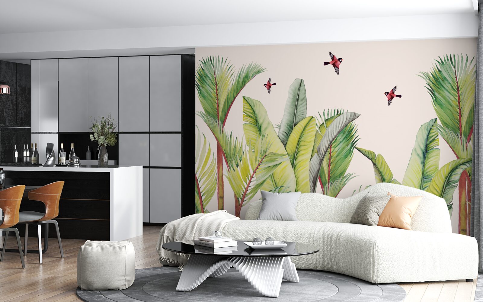 Fototapet verdeață sub aripile păsărilor