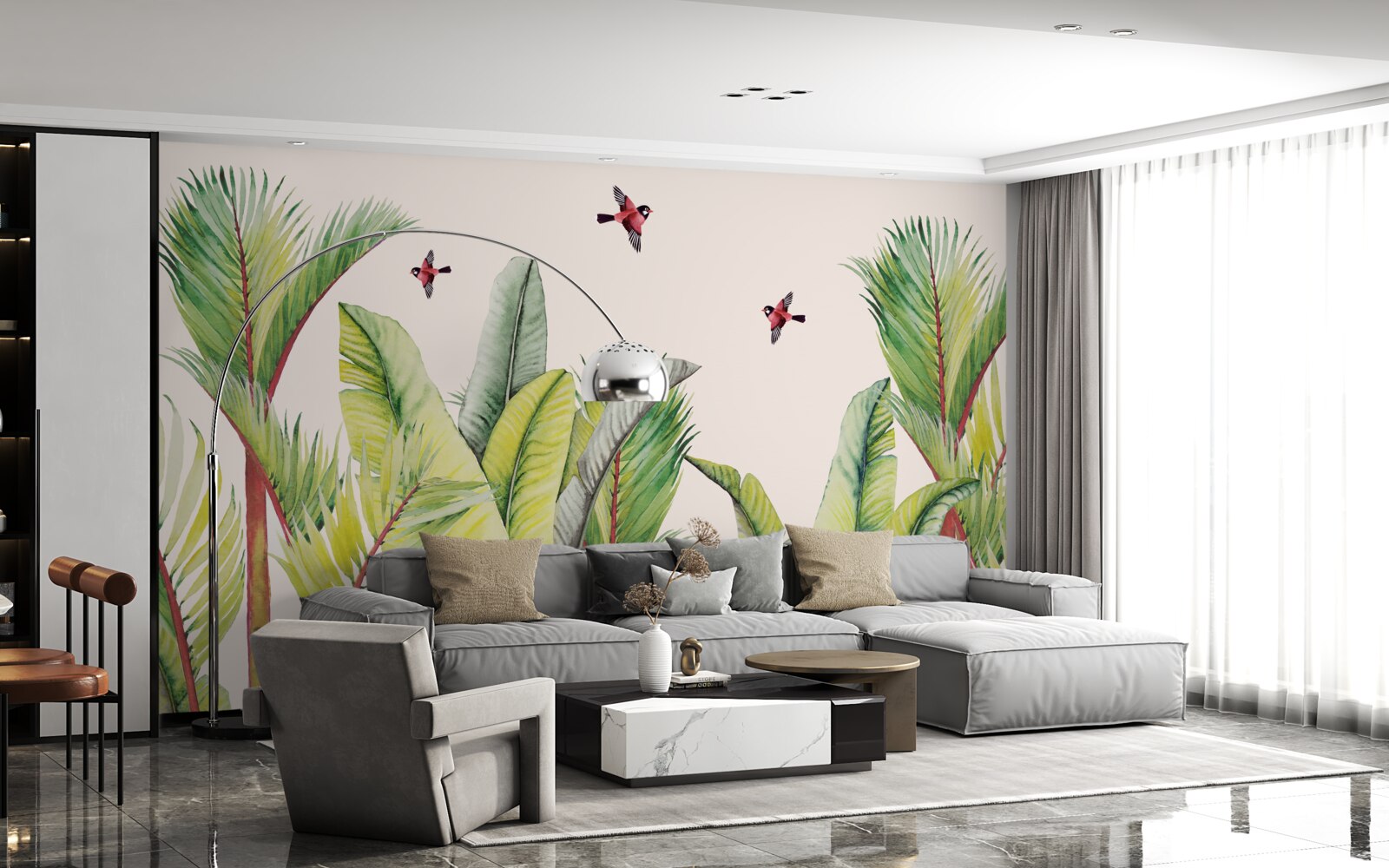 Fototapet verdeață sub aripile păsărilor