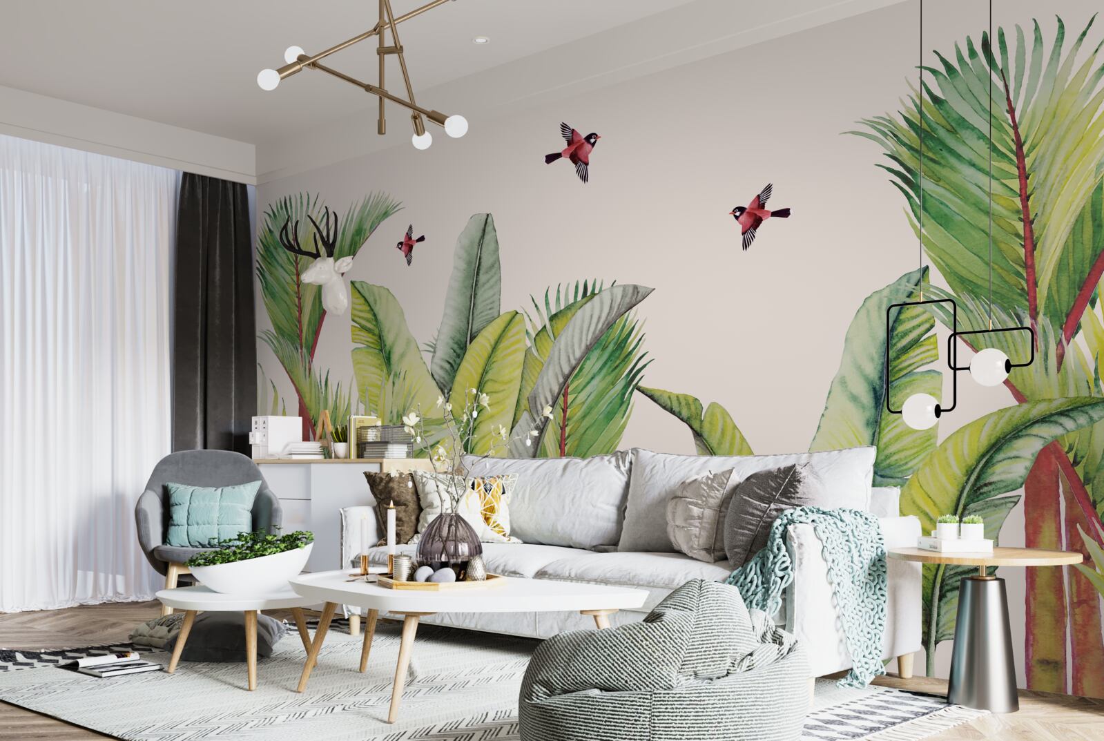 Fototapet verdeață sub aripile păsărilor