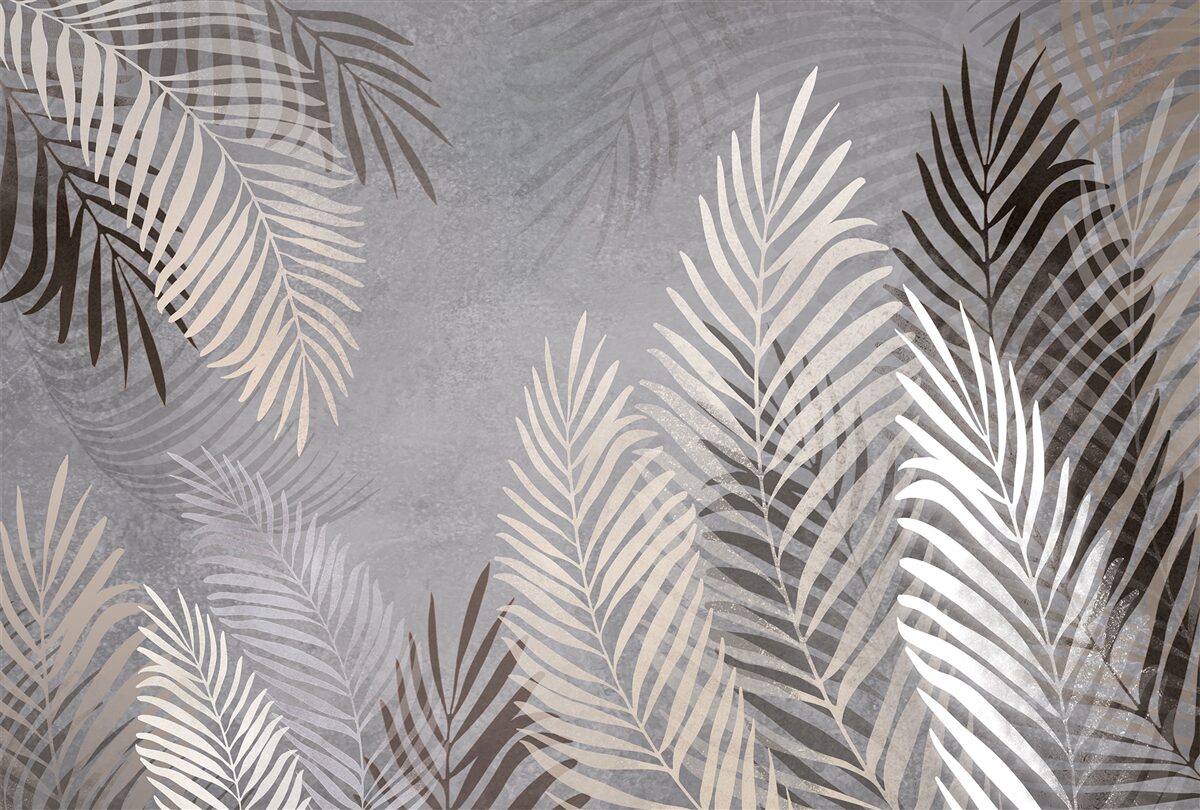 Fototapet frunzele mari și subțiri sunt albe