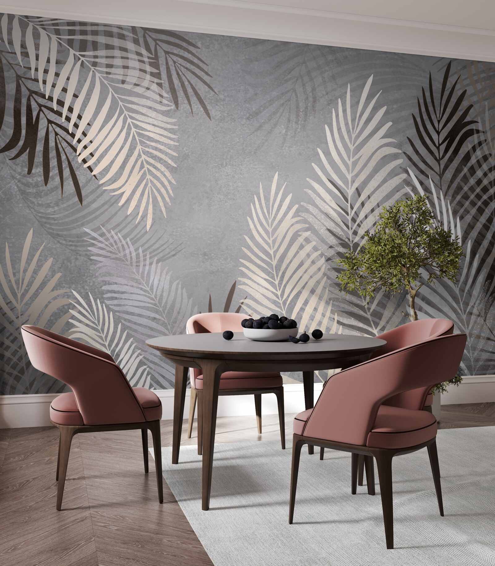 Fototapet frunzele mari și subțiri sunt albe