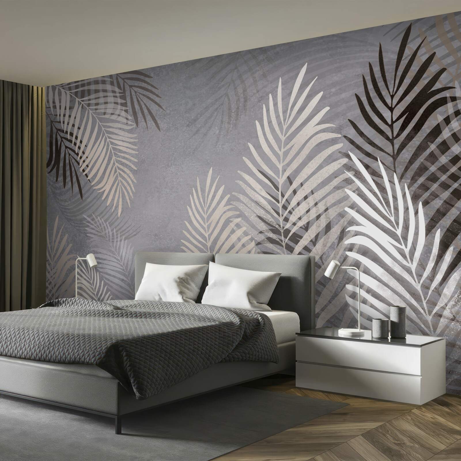 Fototapet frunzele mari și subțiri sunt albe