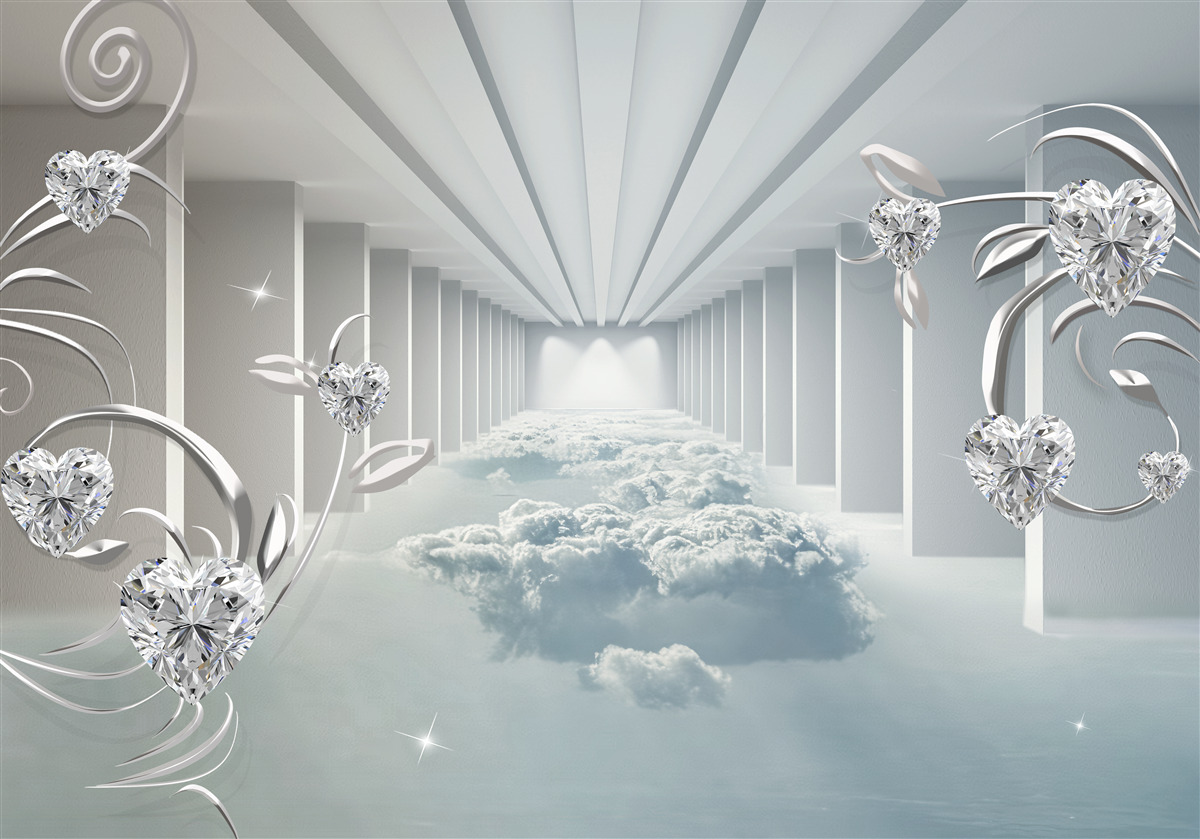 Fototapet coridor alb lung