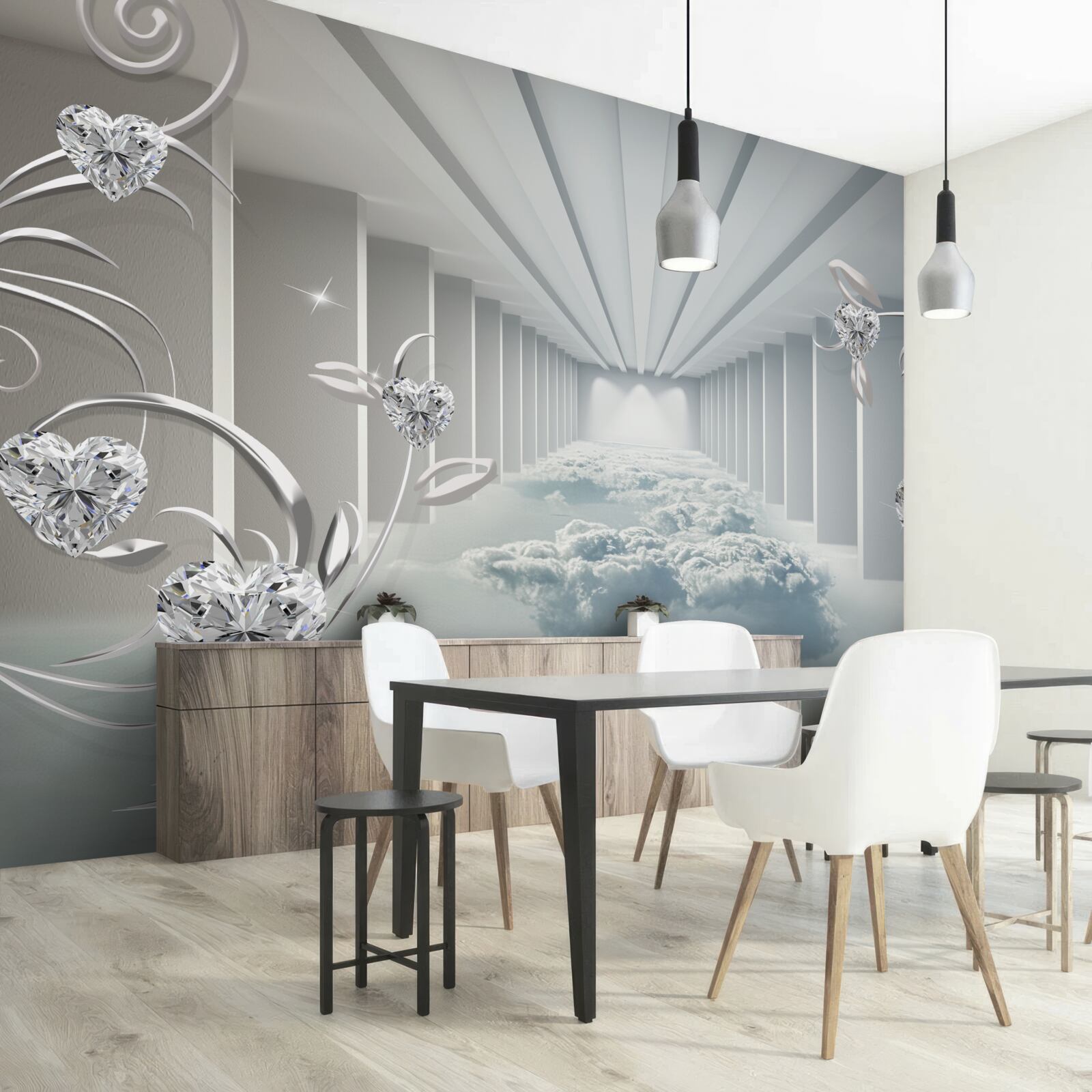 Fototapet coridor alb lung