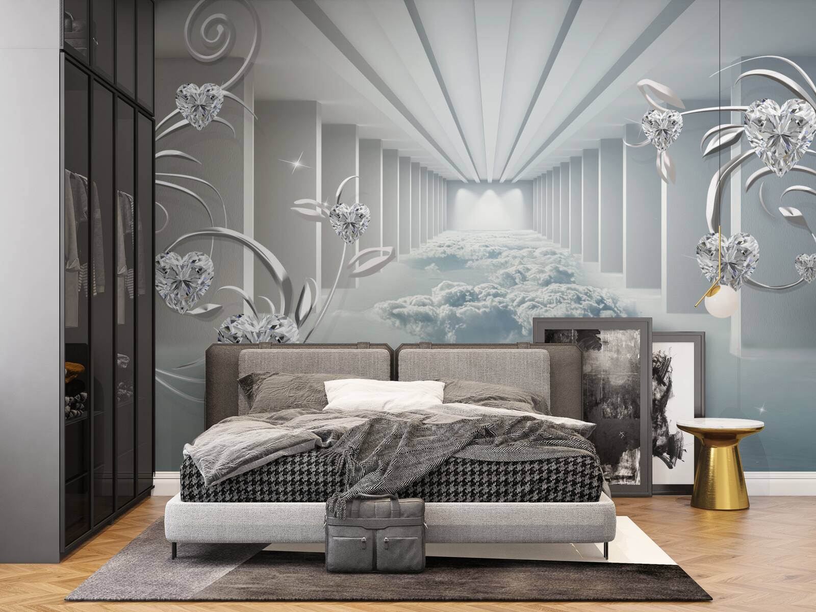 Fototapet coridor alb lung