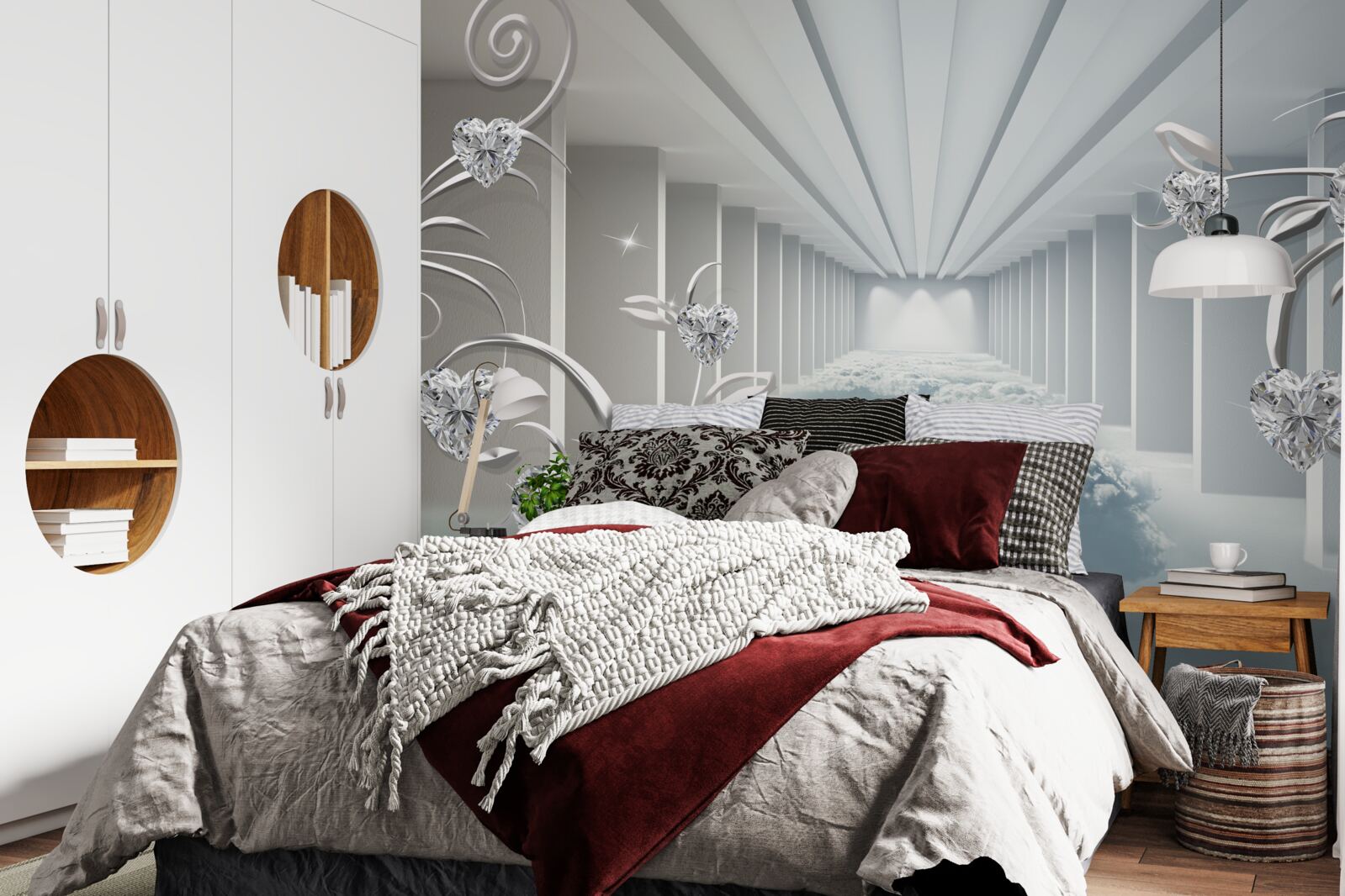 Fototapet coridor alb lung