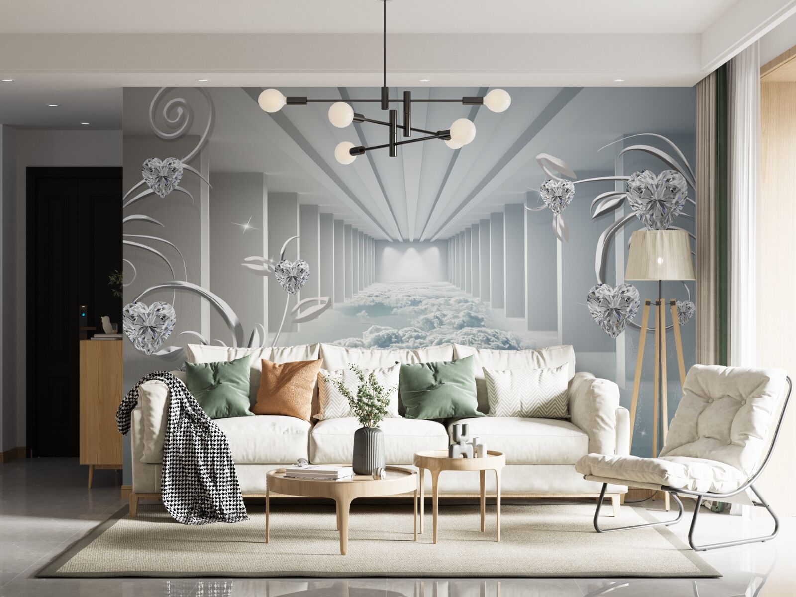 Fototapet coridor alb lung