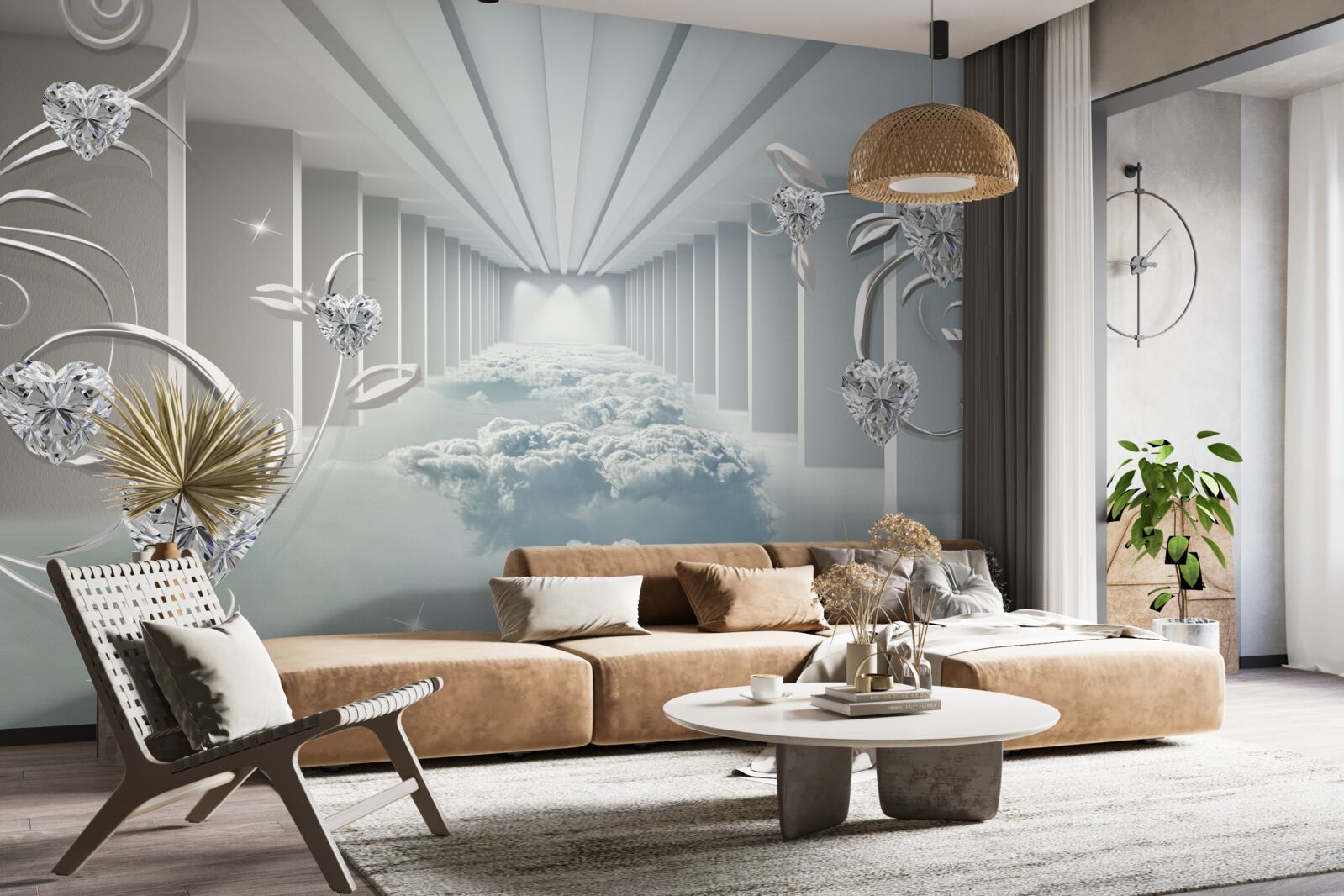 Fototapet coridor alb lung