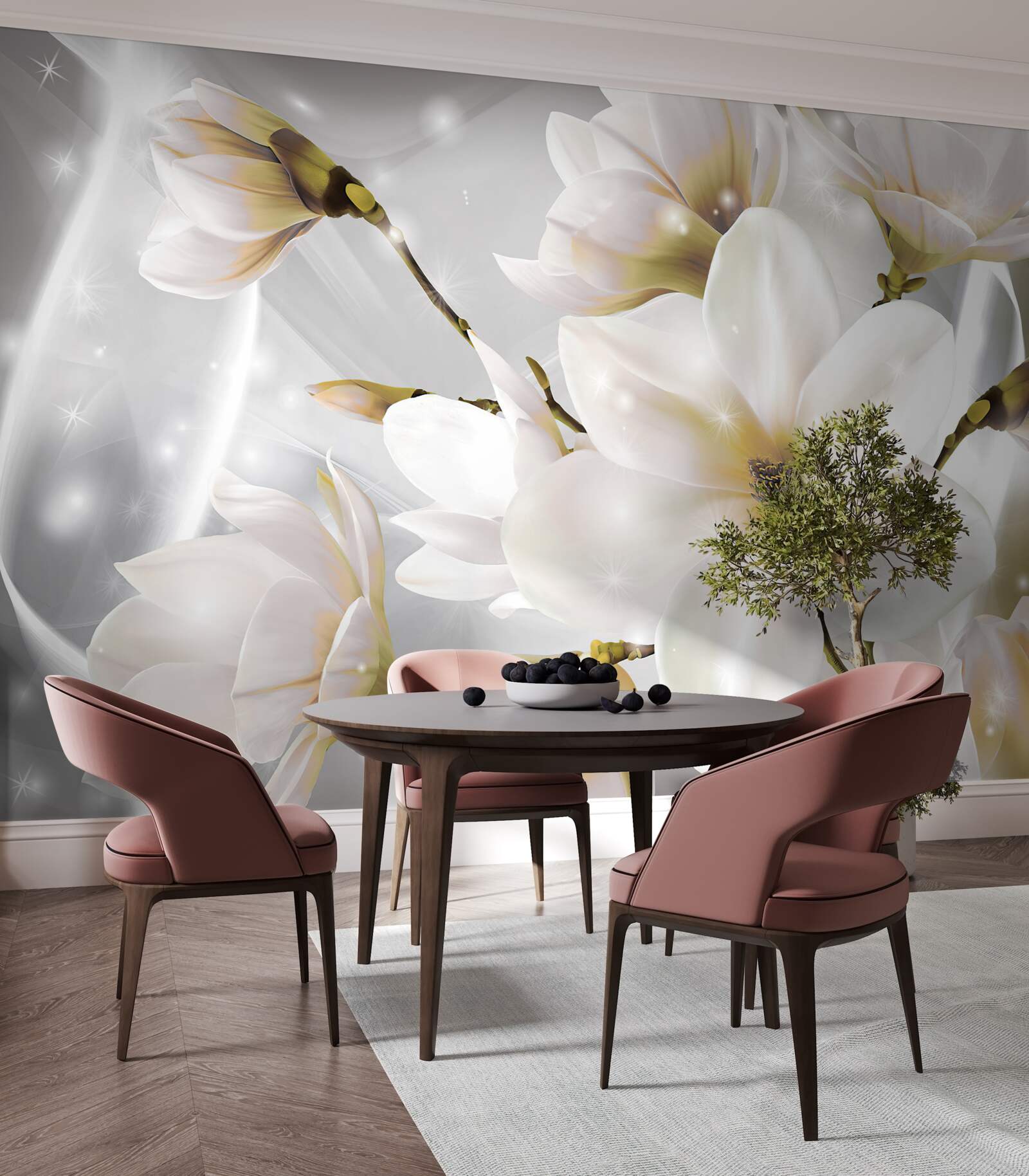 Fototapet flori albe de dimensiuni incredibile