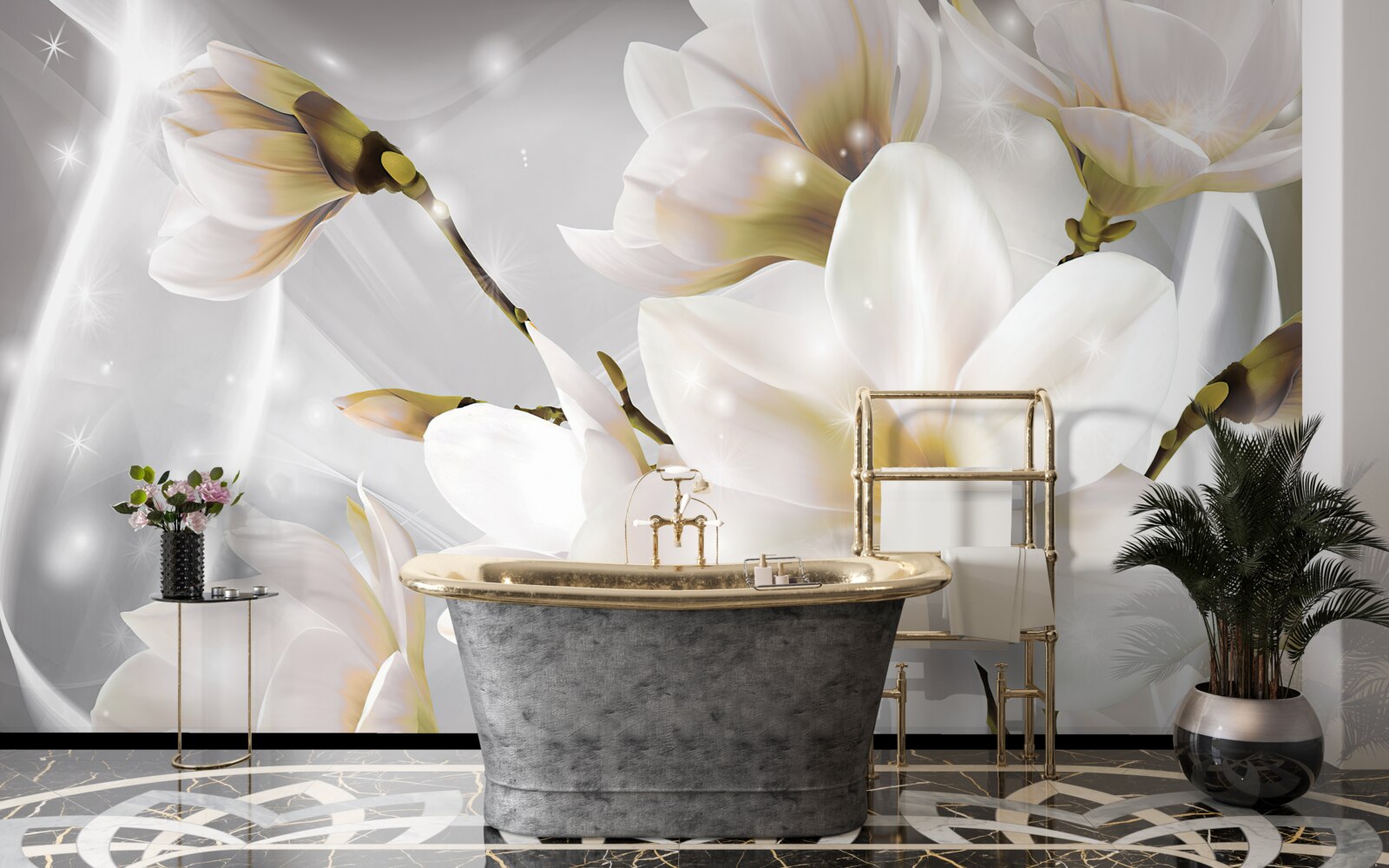 Fototapet flori albe de dimensiuni incredibile