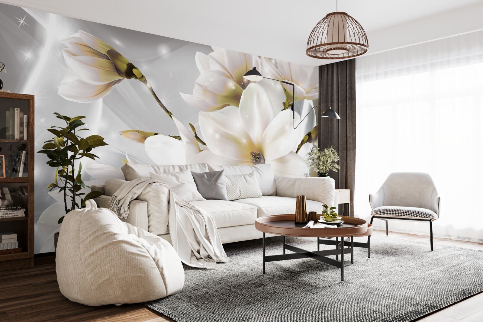 Fototapet flori albe de dimensiuni incredibile