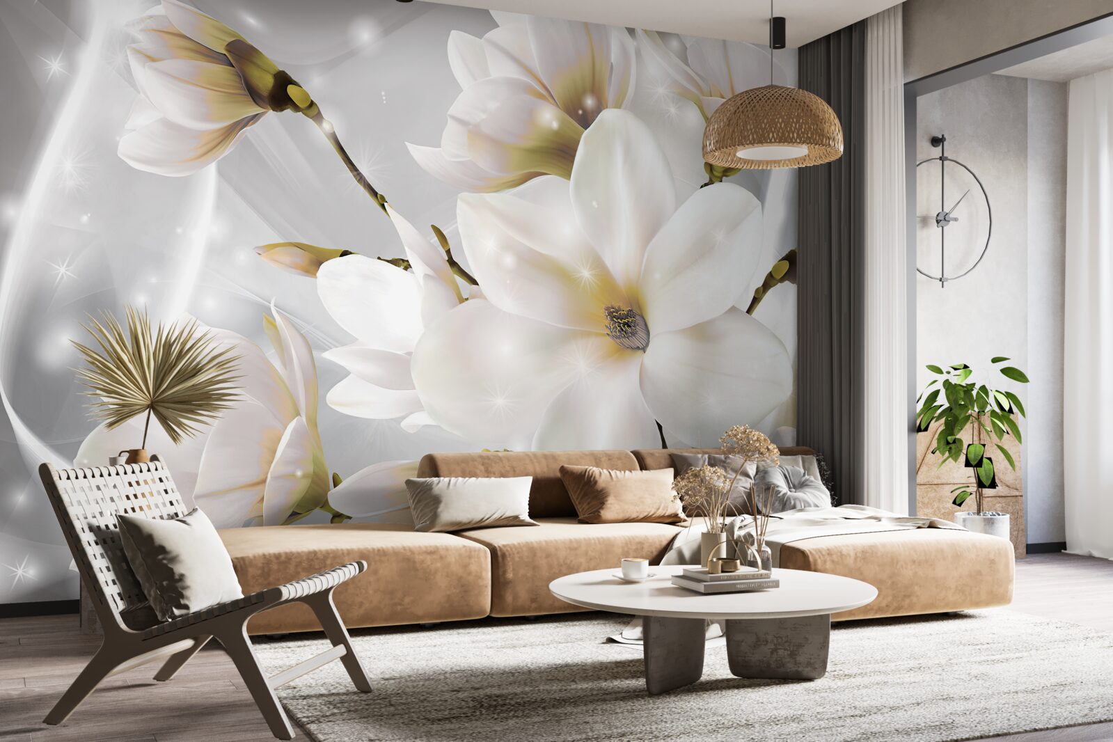Fototapet flori albe de dimensiuni incredibile