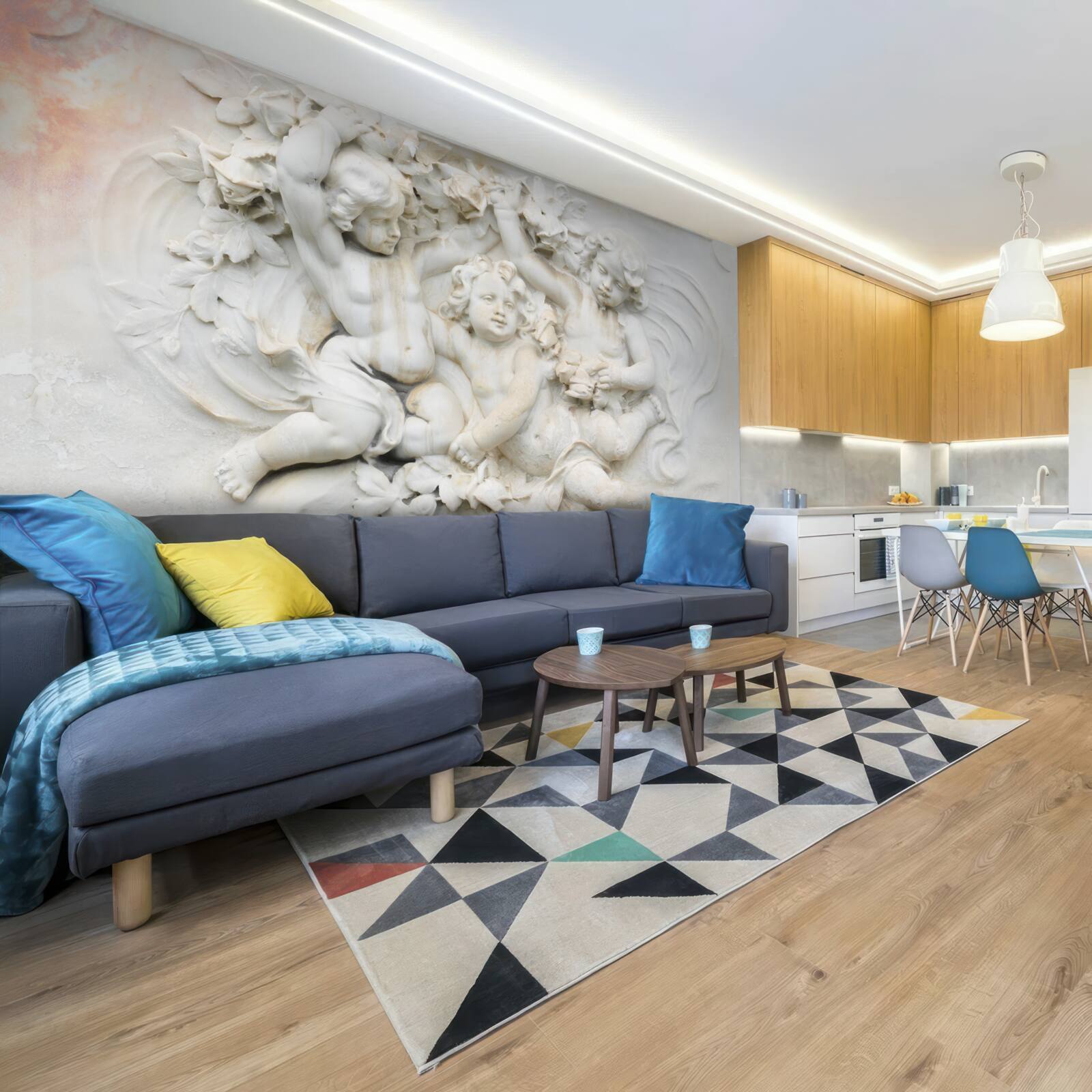 Fototapet sculpturi de îngeri realizate din piatră