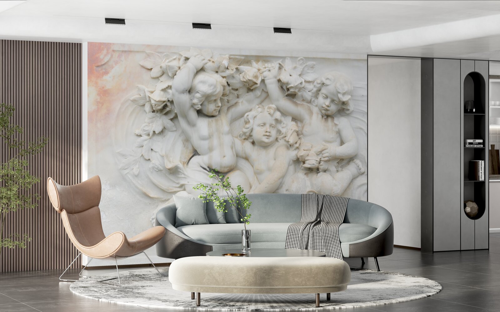 Fototapet sculpturi de îngeri realizate din piatră