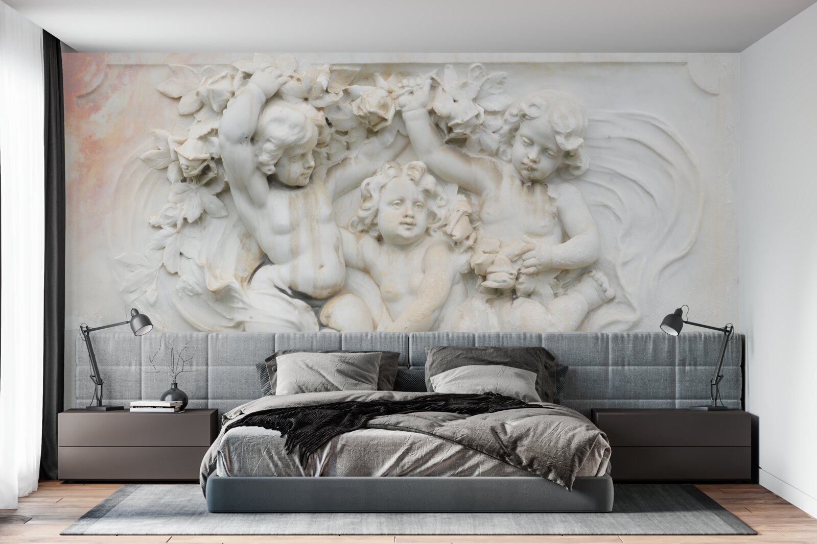 Fototapet sculpturi de îngeri realizate din piatră