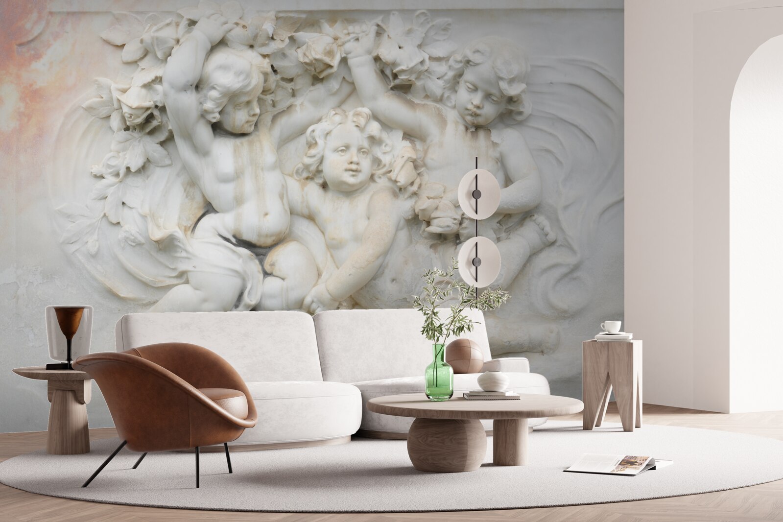 Fototapet sculpturi de îngeri realizate din piatră