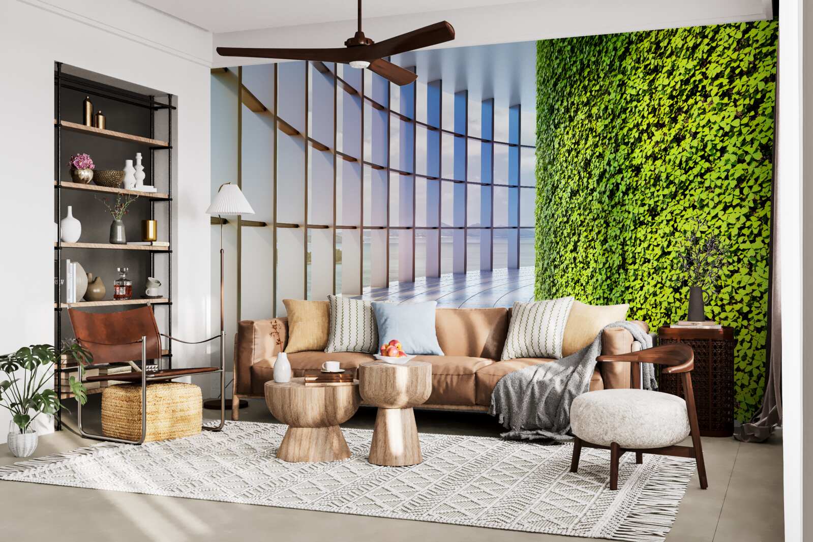 Fototapet clădire de birouri cu un perete verde