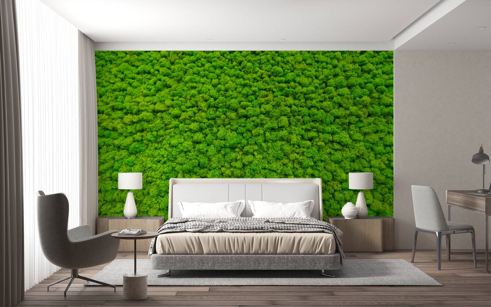 Fototapet vedere a unei frunze verzi de la un punct înalt