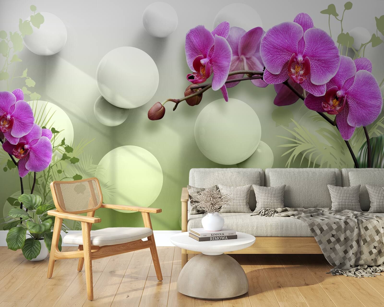 Fototapet orhidee în nuanțe de alb și violet