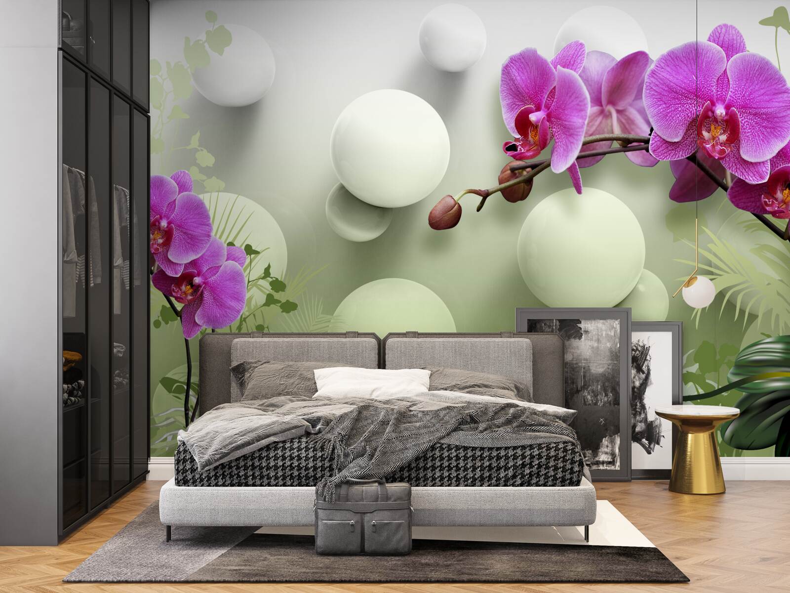 Fototapet orhidee în nuanțe de alb și violet