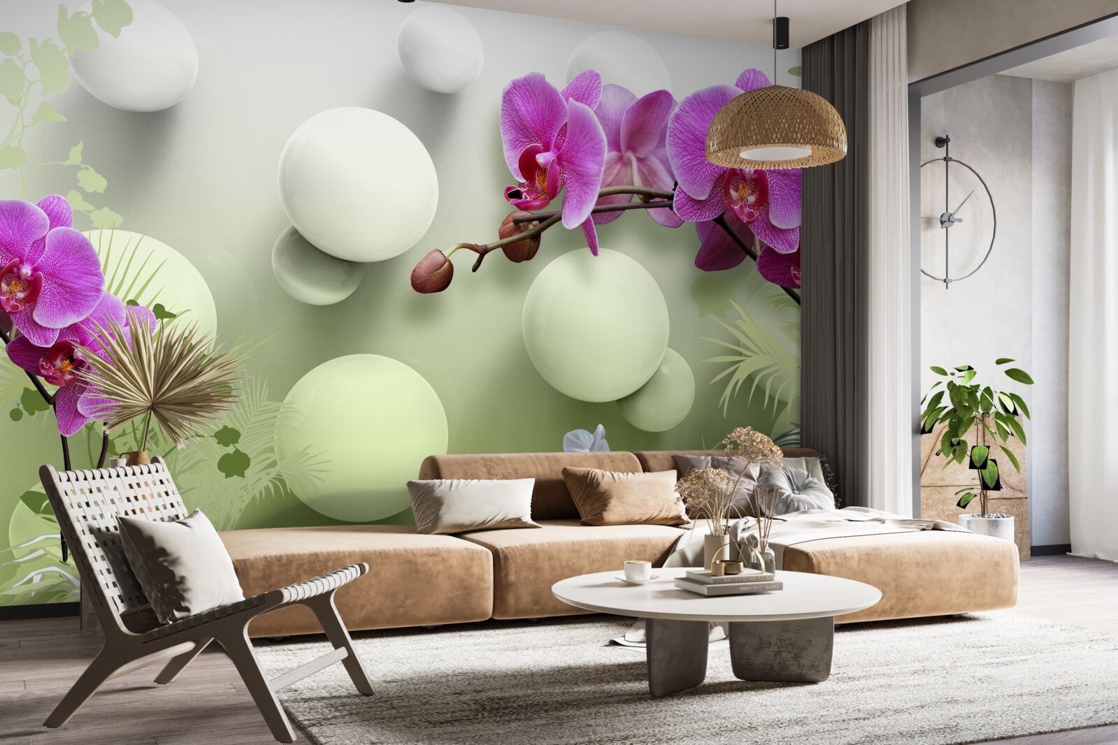 Fototapet orhidee în nuanțe de alb și violet