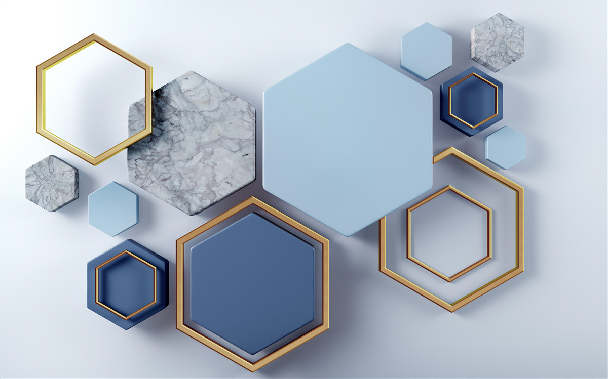 Fototapet design abstract geometric cu hexagoane