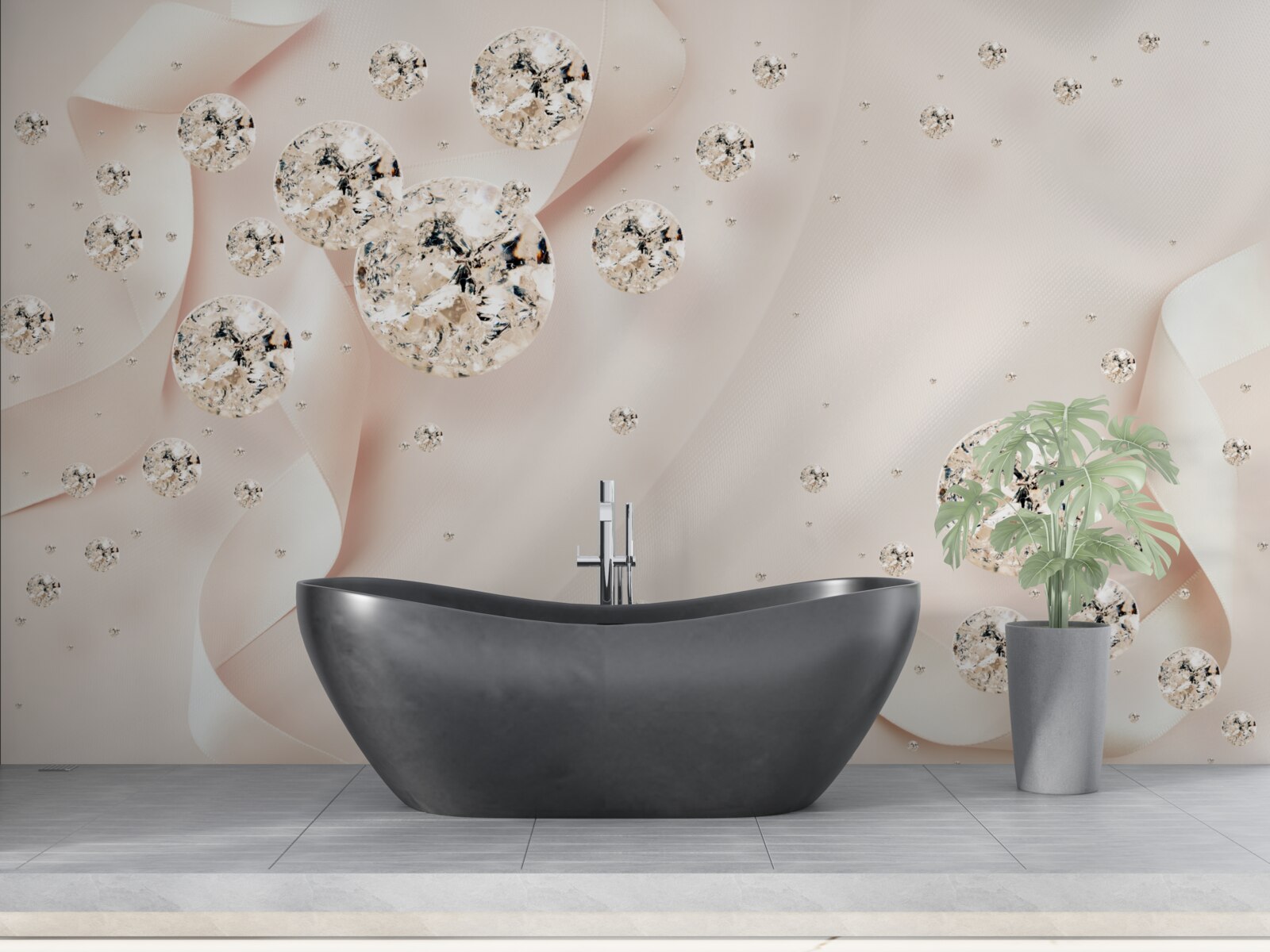 Fototapet diamante albe încântătoare pe un fundal roz delicat