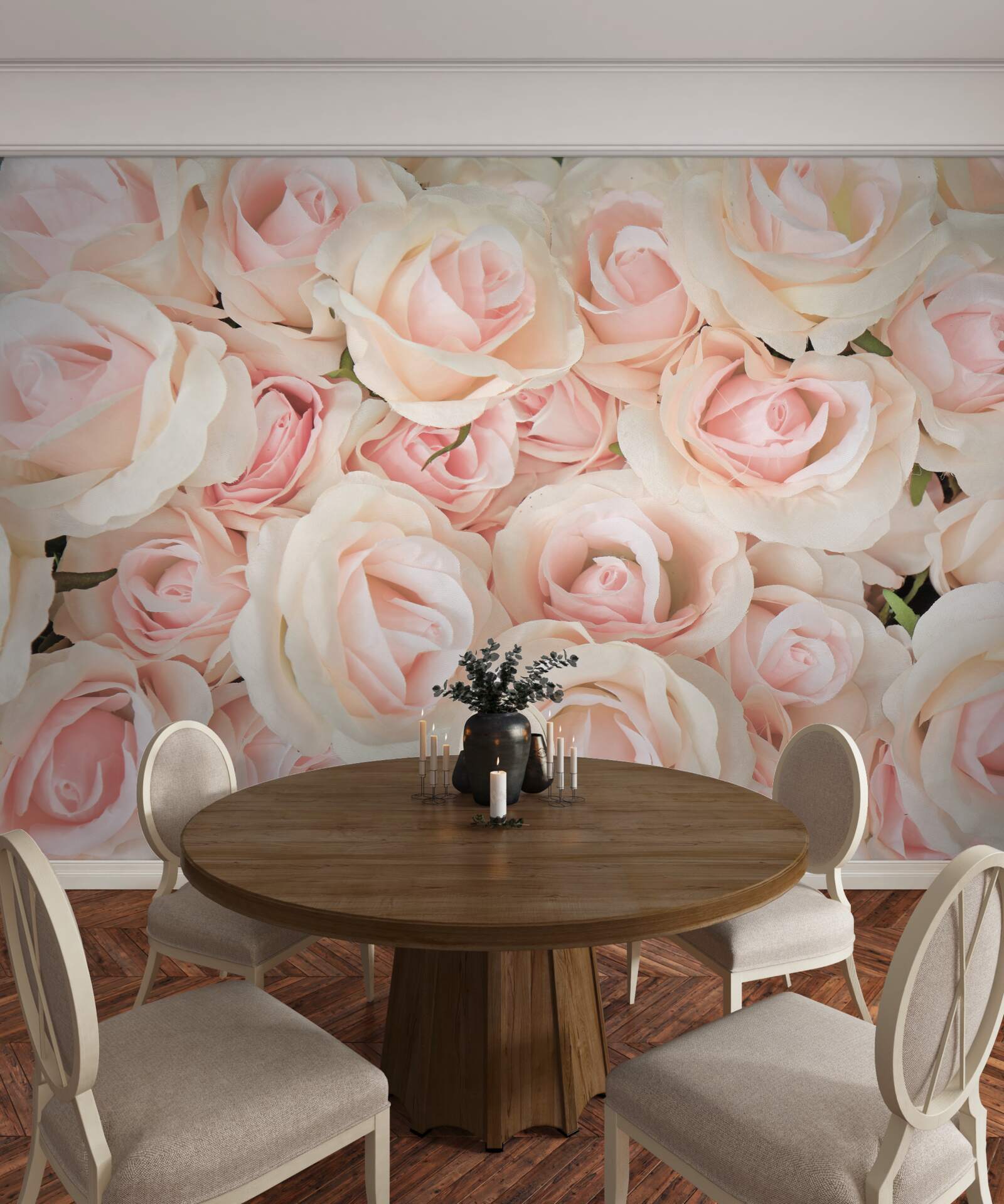 Fototapet mulți trandafiri roz delicați