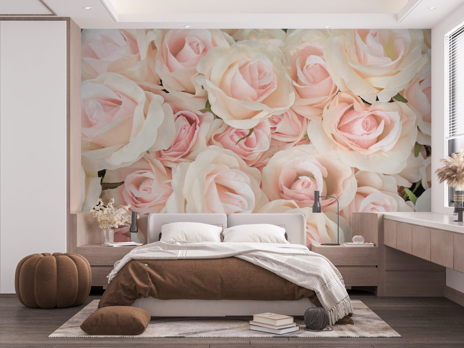 Fototapet mulți trandafiri roz delicați