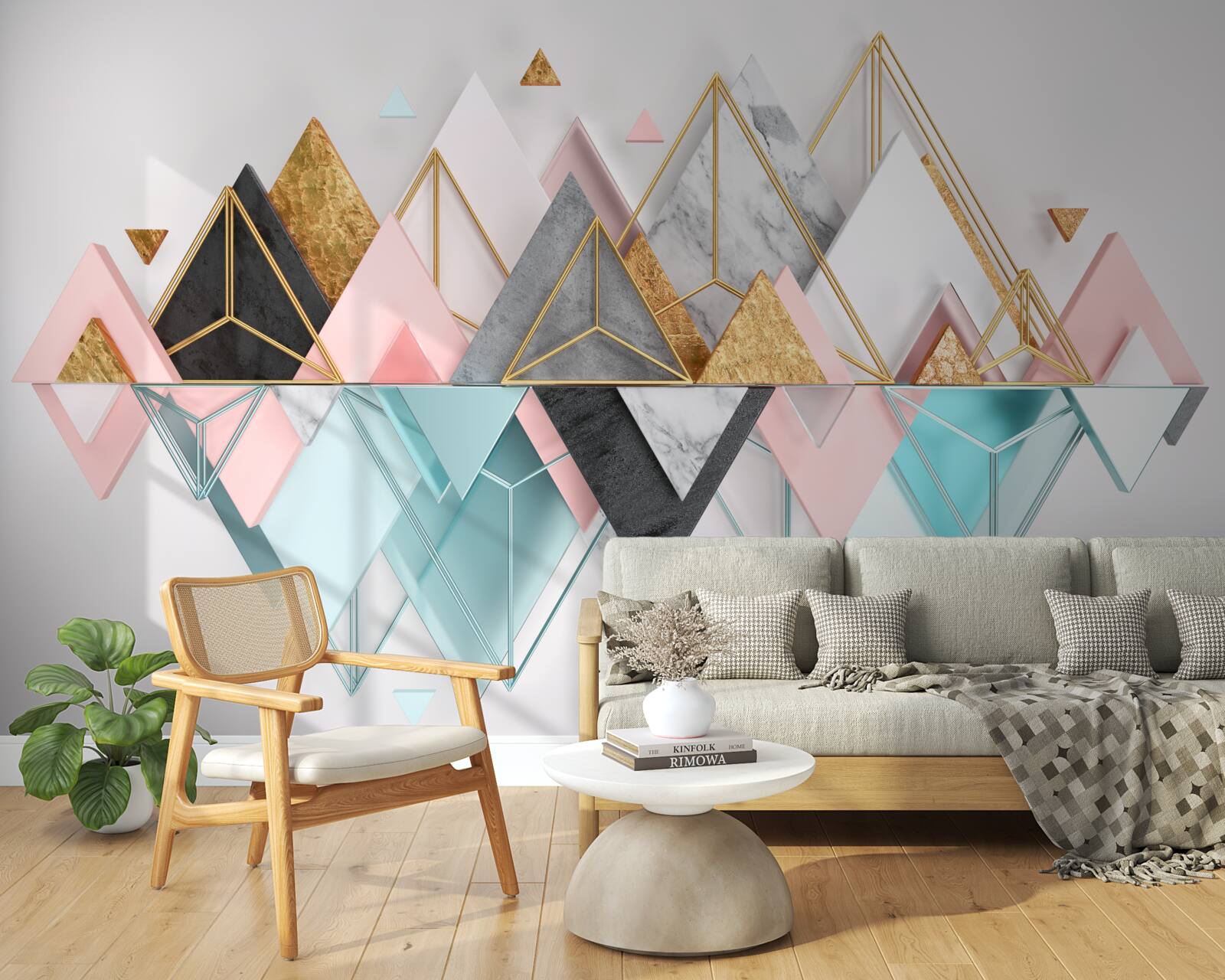 Fototapet imagini abstracte sub formă de triunghiuri multicolore