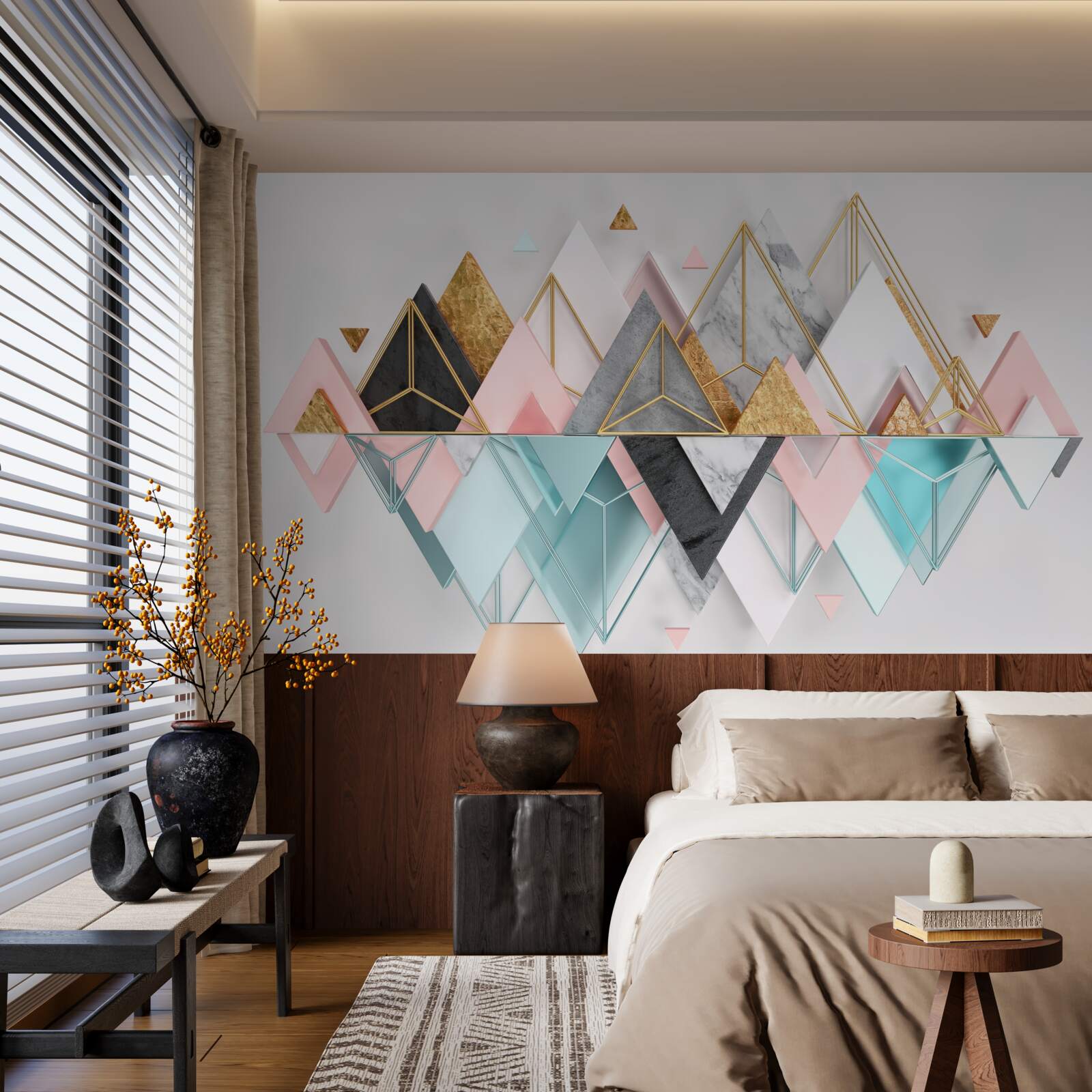 Fototapet imagini abstracte sub formă de triunghiuri multicolore