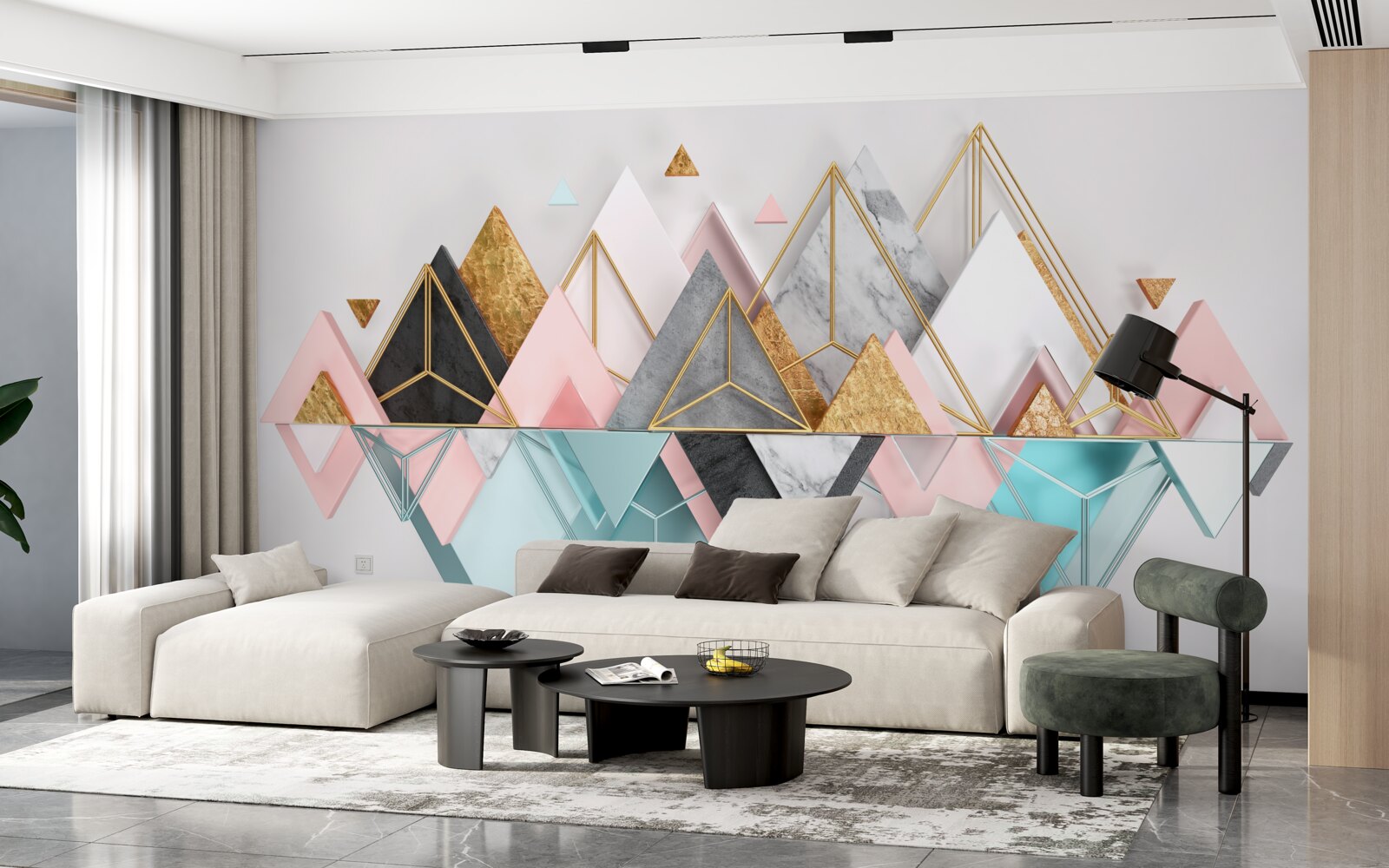 Fototapet imagini abstracte sub formă de triunghiuri multicolore