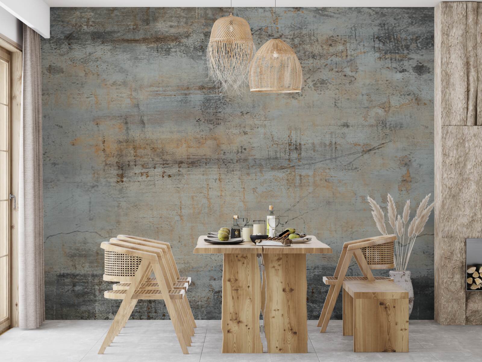 Fototapet perete gri, deteriorat de timp