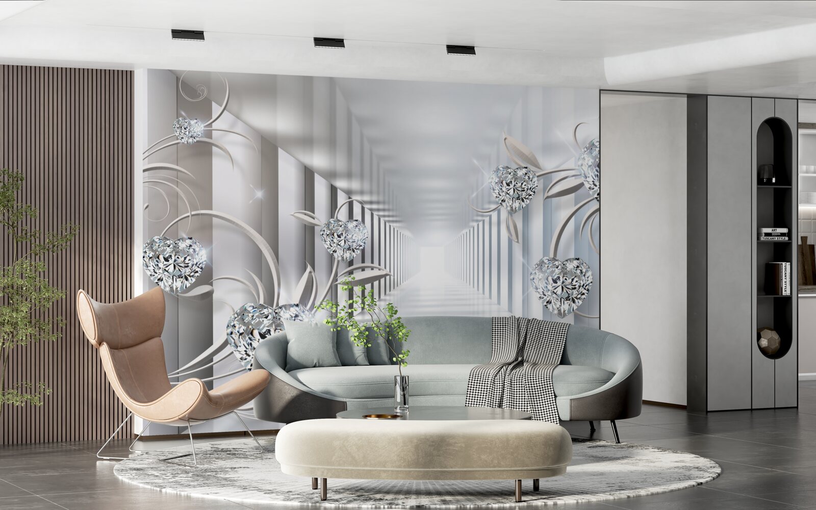 Fototapet invariabil alb, trecere fără sfârșit