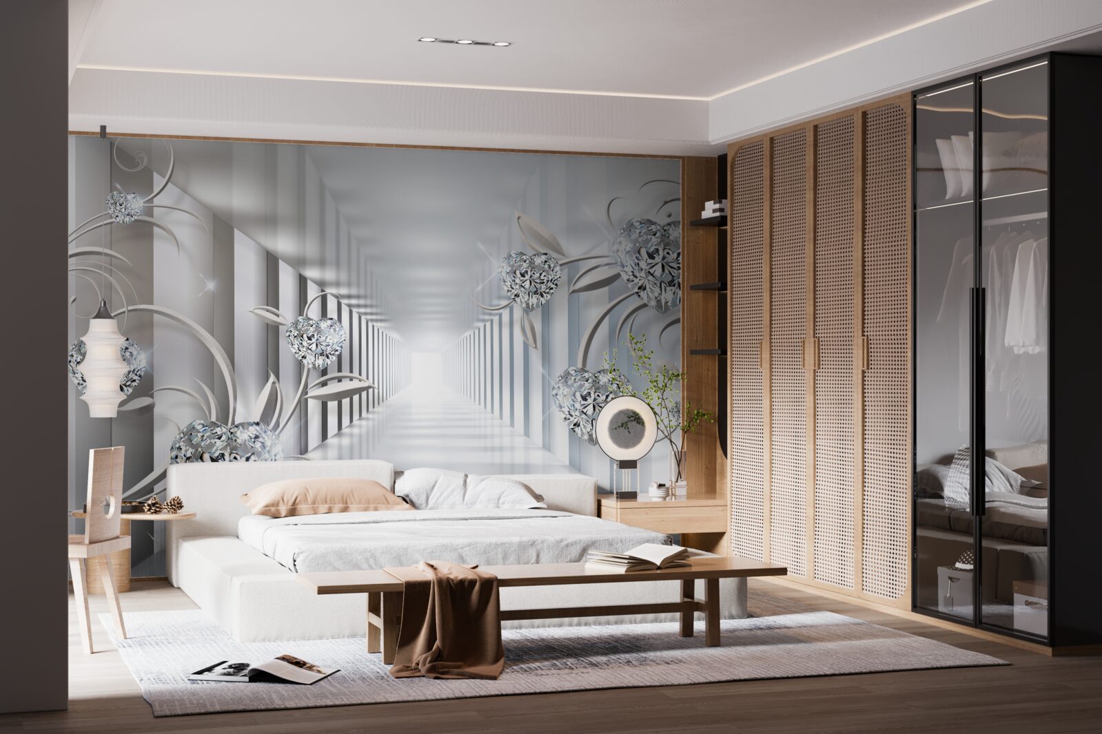 Fototapet invariabil alb, trecere fără sfârșit