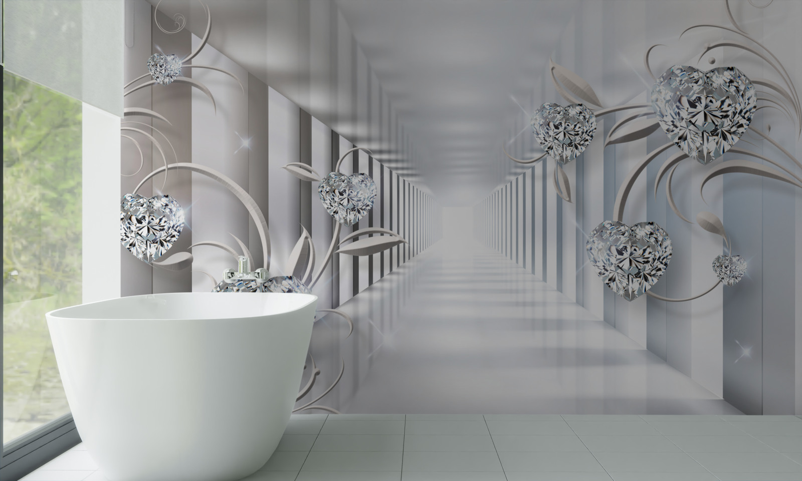 Fototapet invariabil alb, trecere fără sfârșit