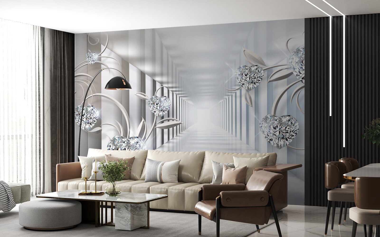 Fototapet invariabil alb, trecere fără sfârșit