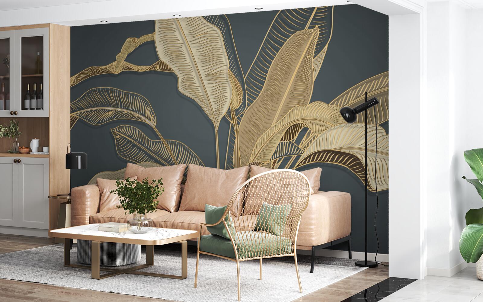 Fototapet foiță de aur răsucite