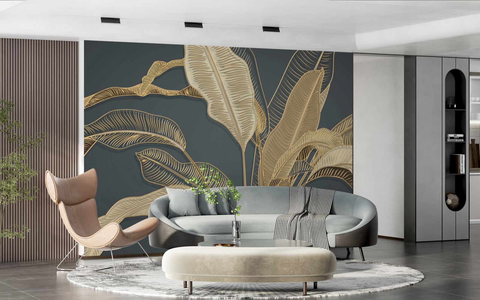 Fototapet foiță de aur răsucite