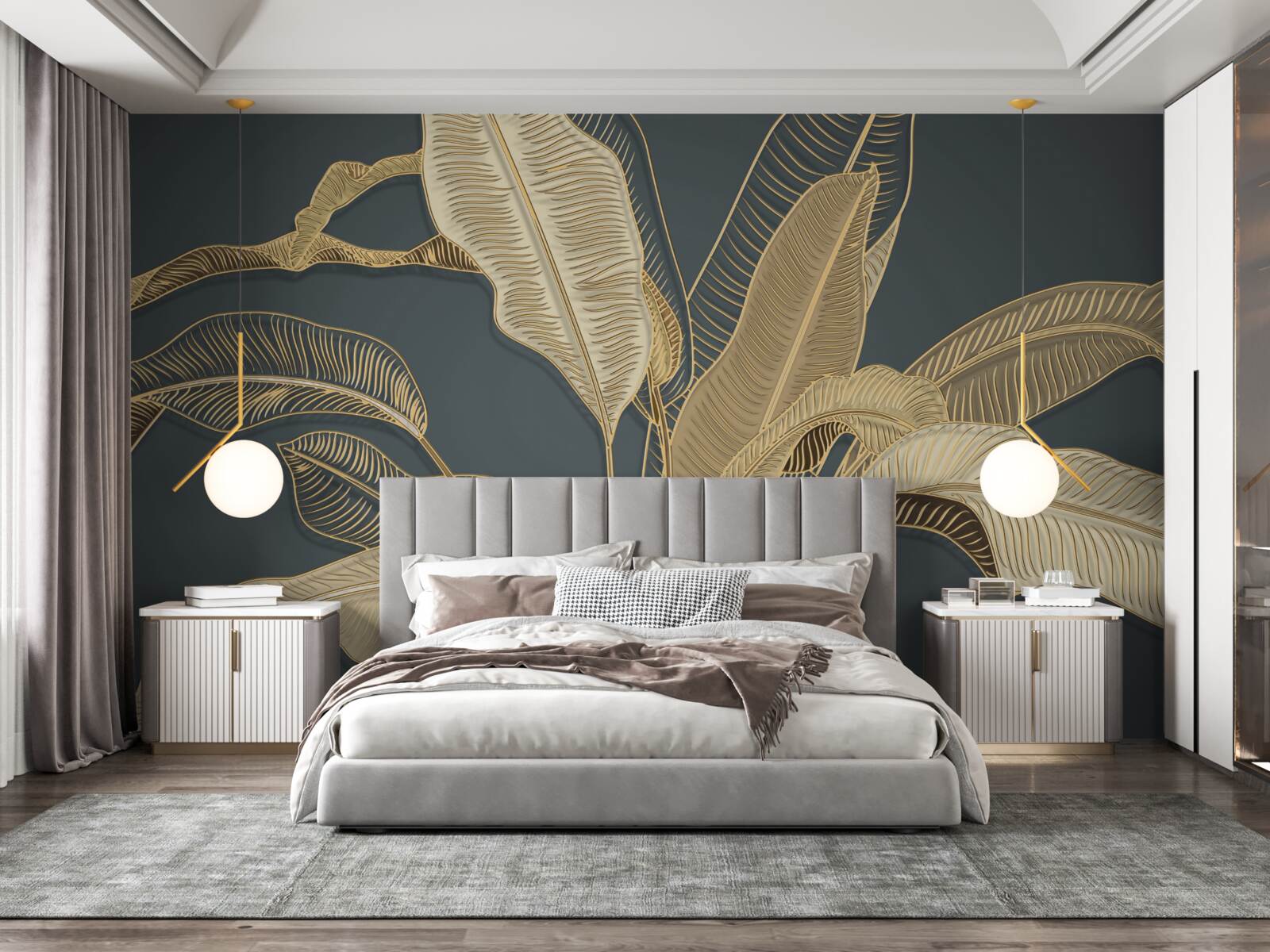 Fototapet foiță de aur răsucite