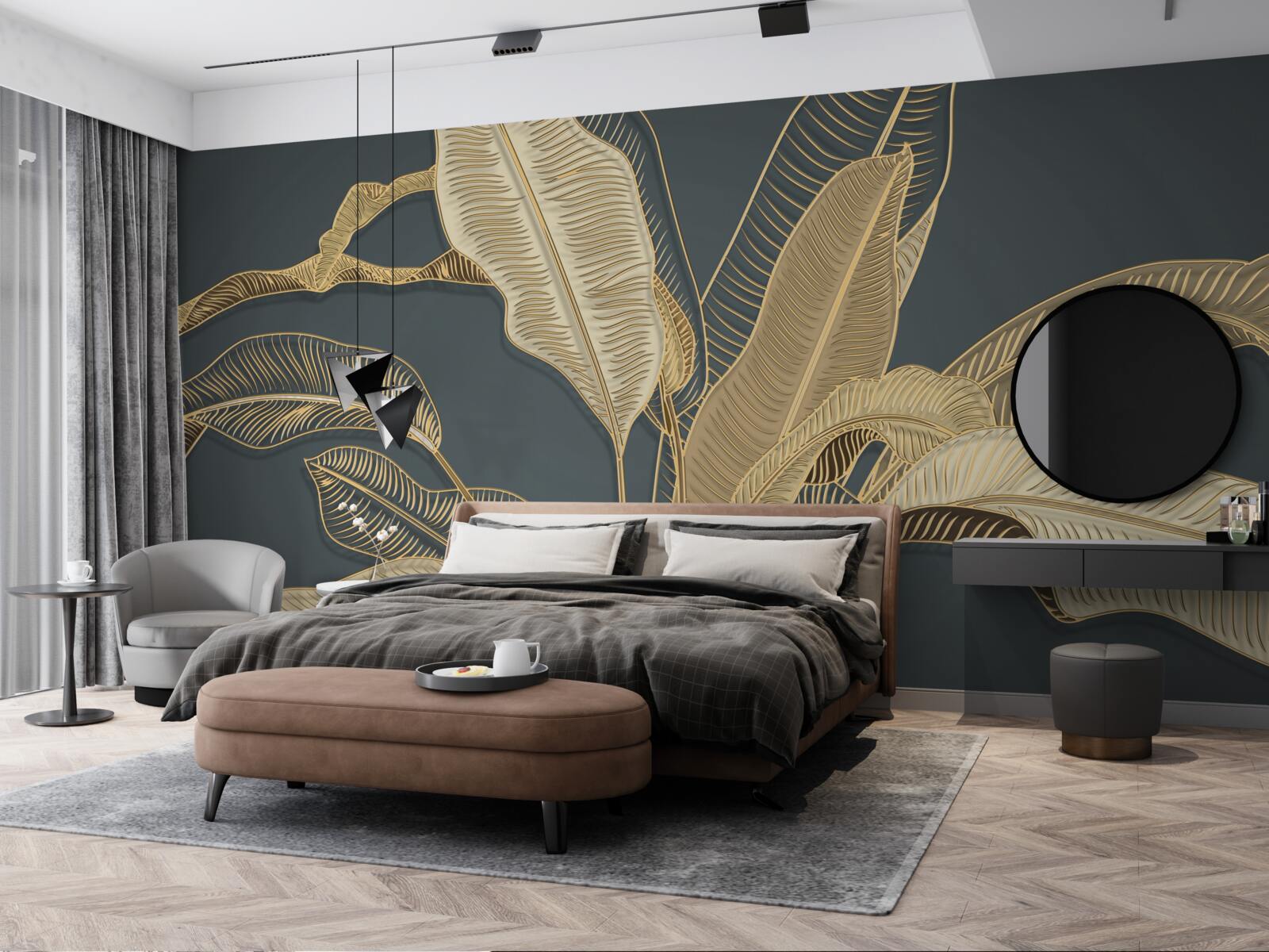 Fototapet foiță de aur răsucite